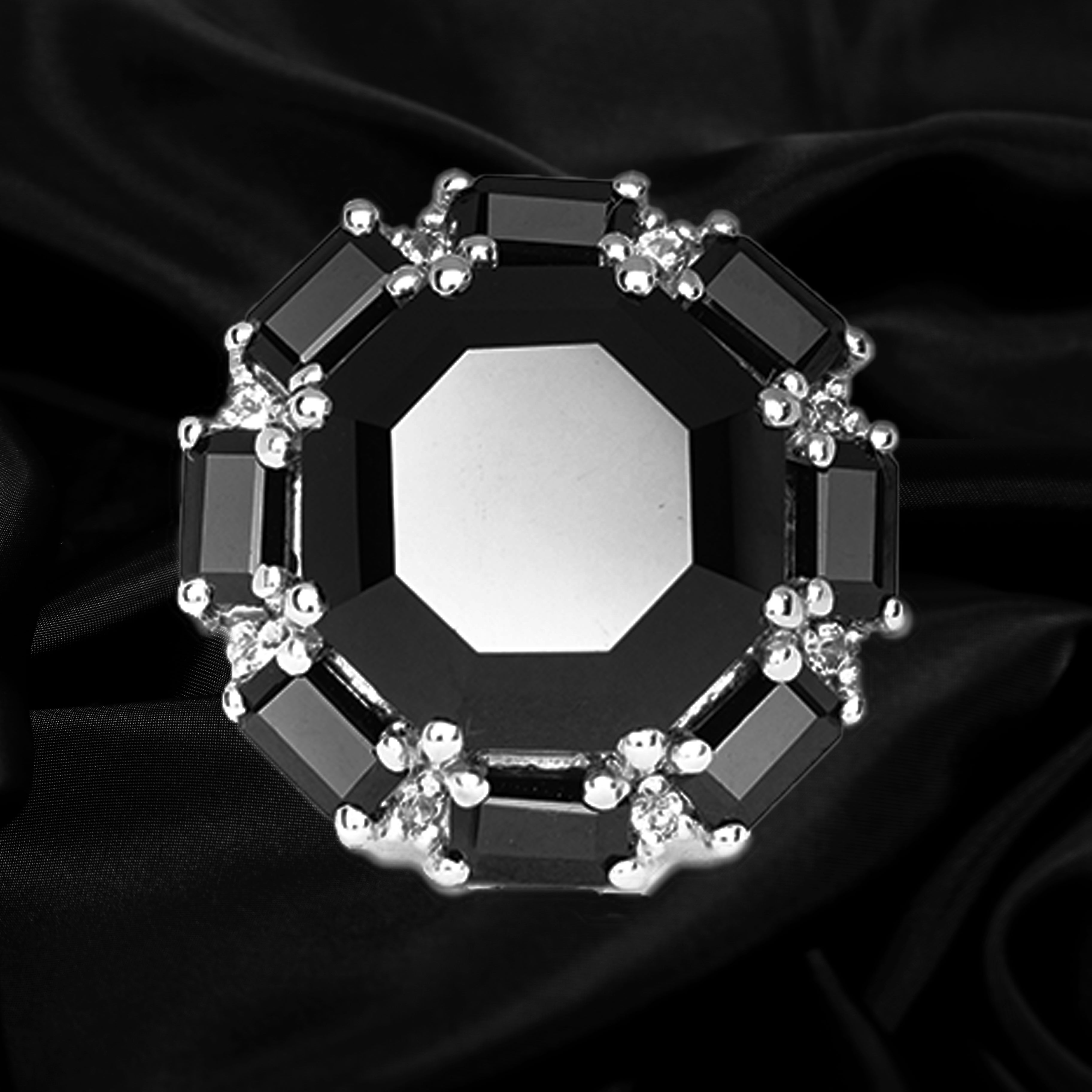 Octo Black Spinel Ring