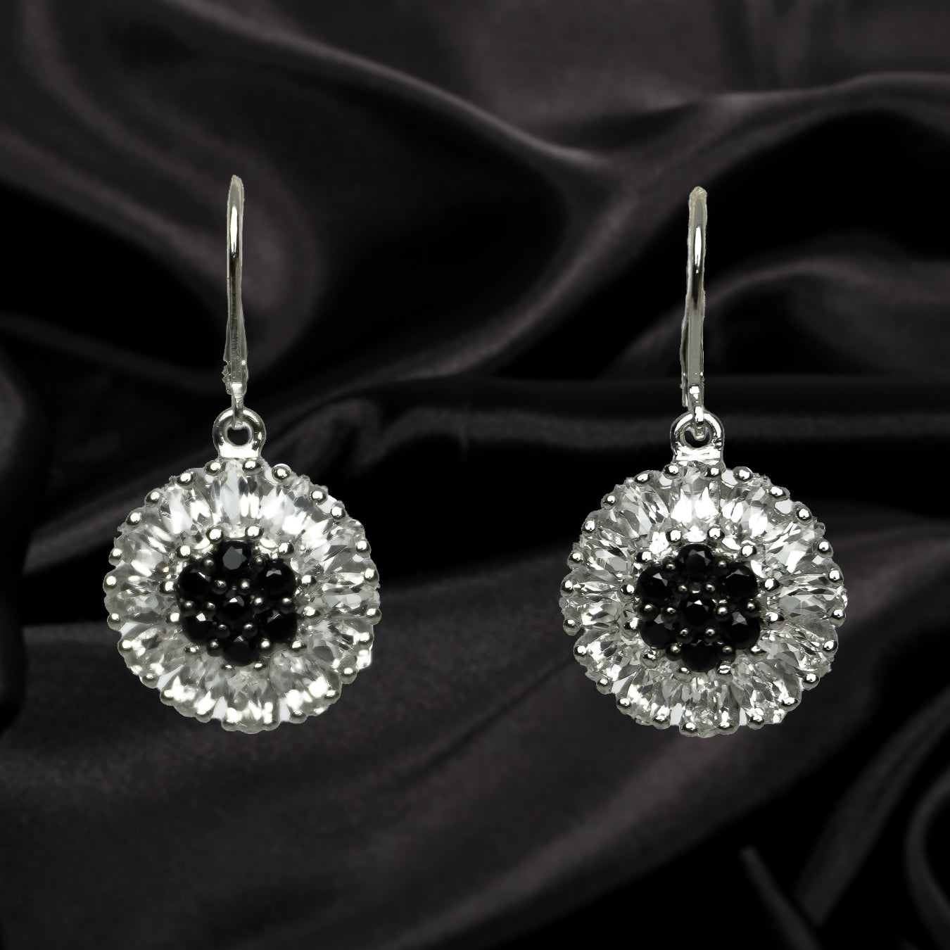 Black Spinel and White Topaz Earring