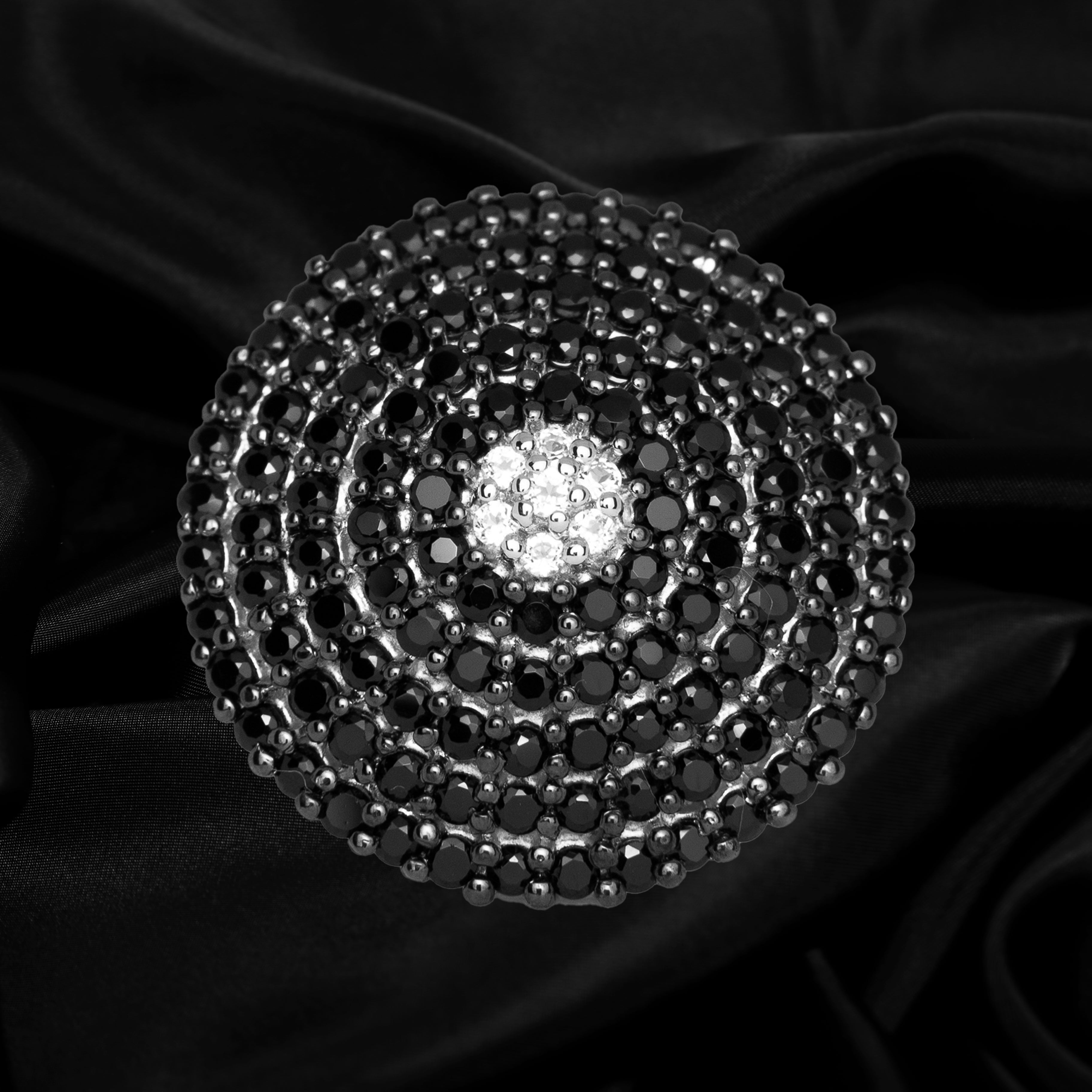 Exquisite Black Spinel Cocktail Ring