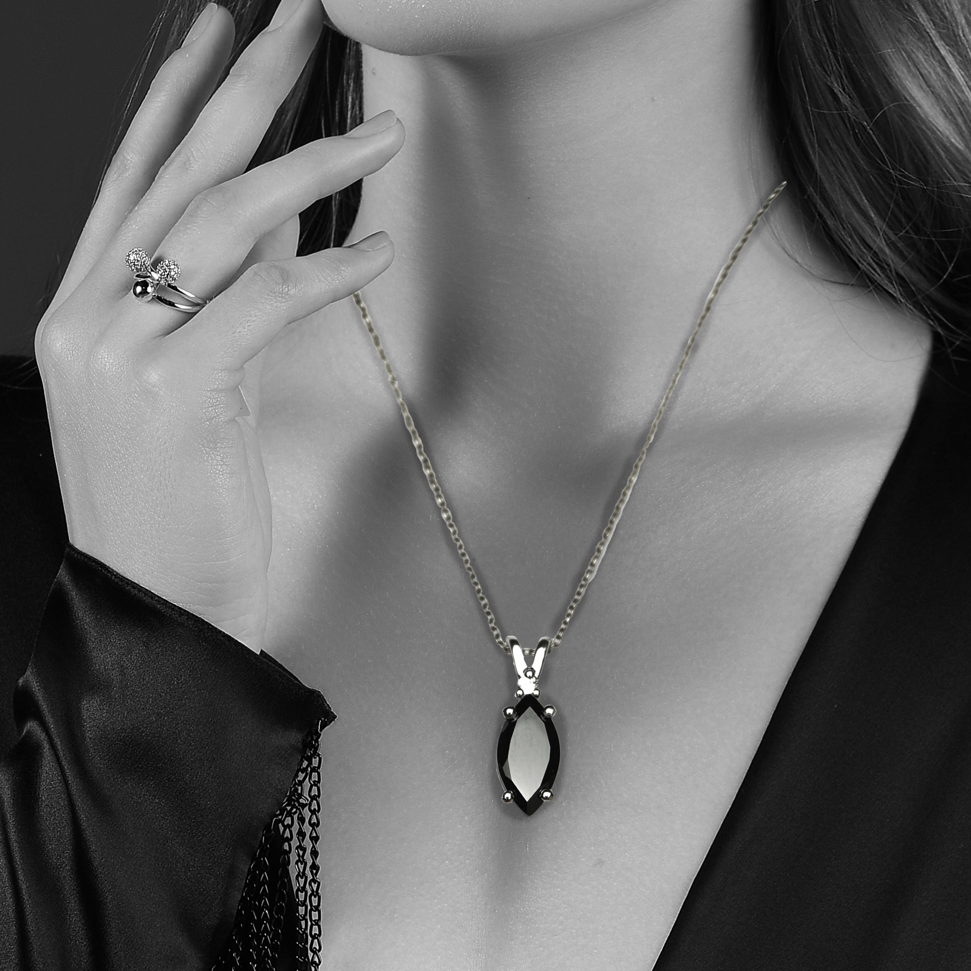 Black Spinel Marquise Pendant