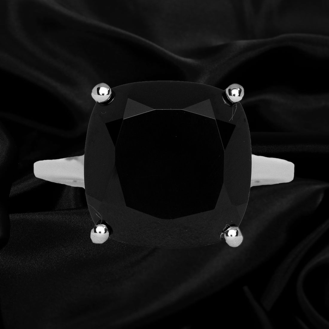 Black Spinel Cushion Ring
