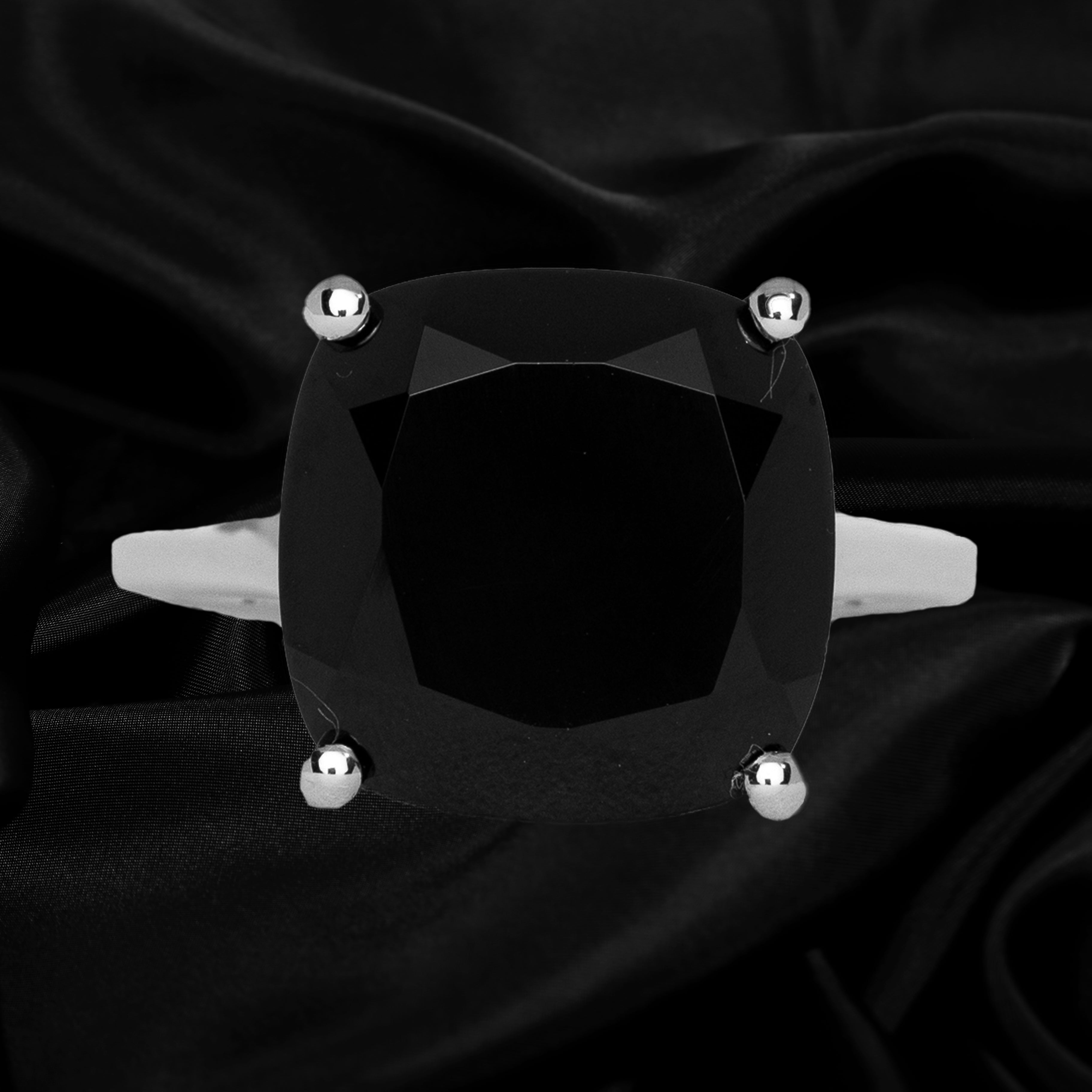 Black Spinel Cushion Ring