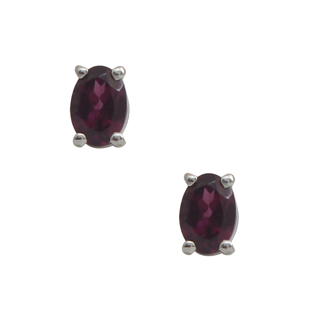 Purple Rhodolite Garnet Gemstone Oval Stud Earring