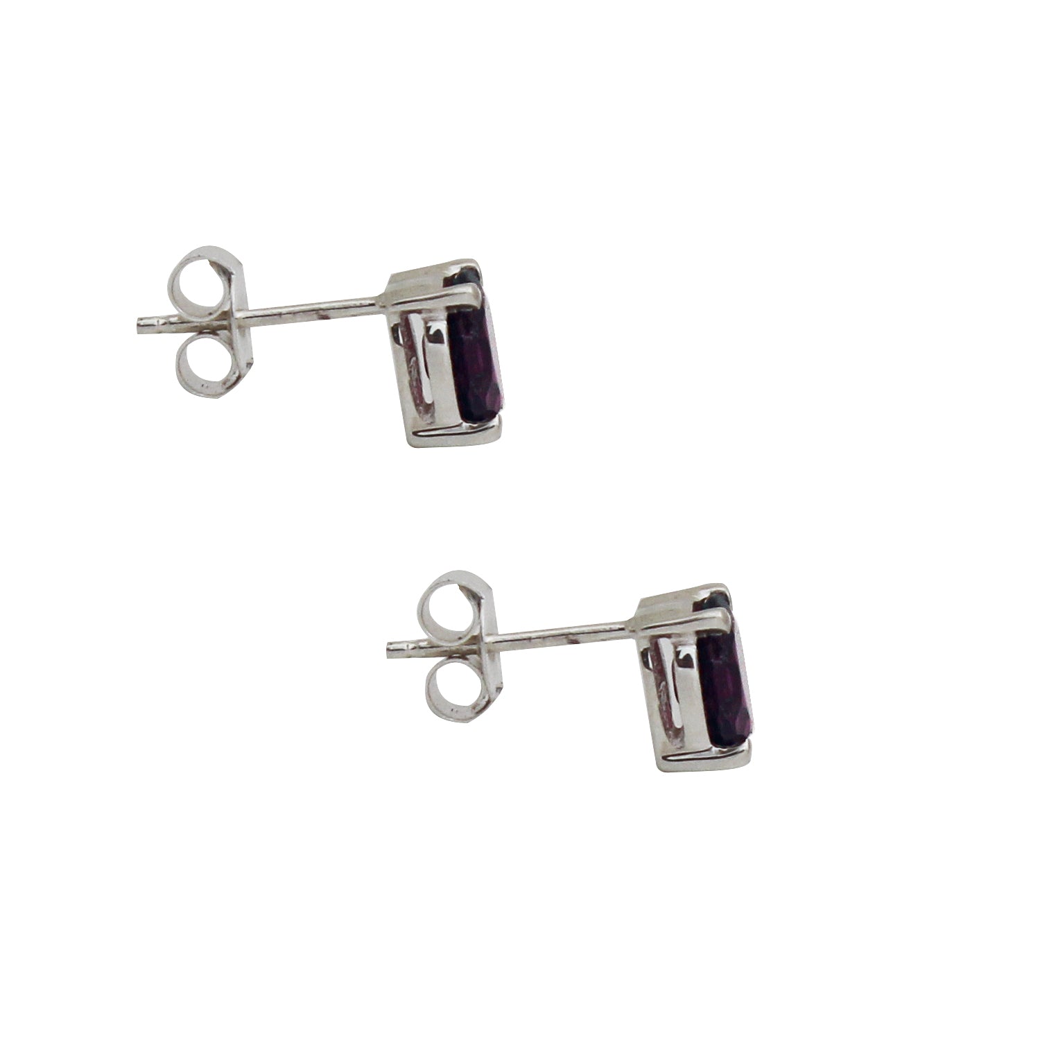 Purple Rhodolite Garnet Gemstone Oval Stud Earring