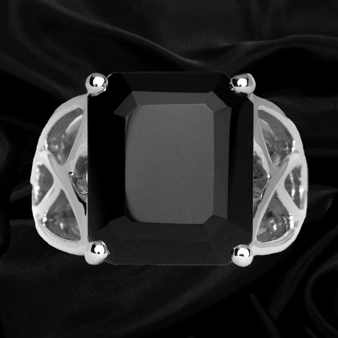 Black Spinel Octagon Ring