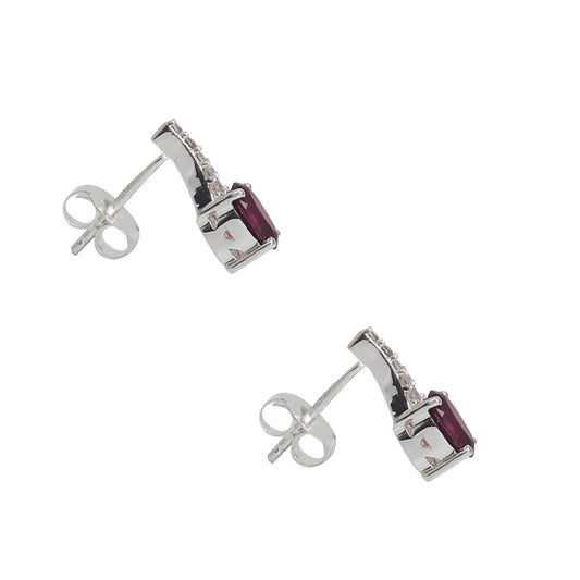 Natural Purple Rhodolite Garnet Gemstone Earring