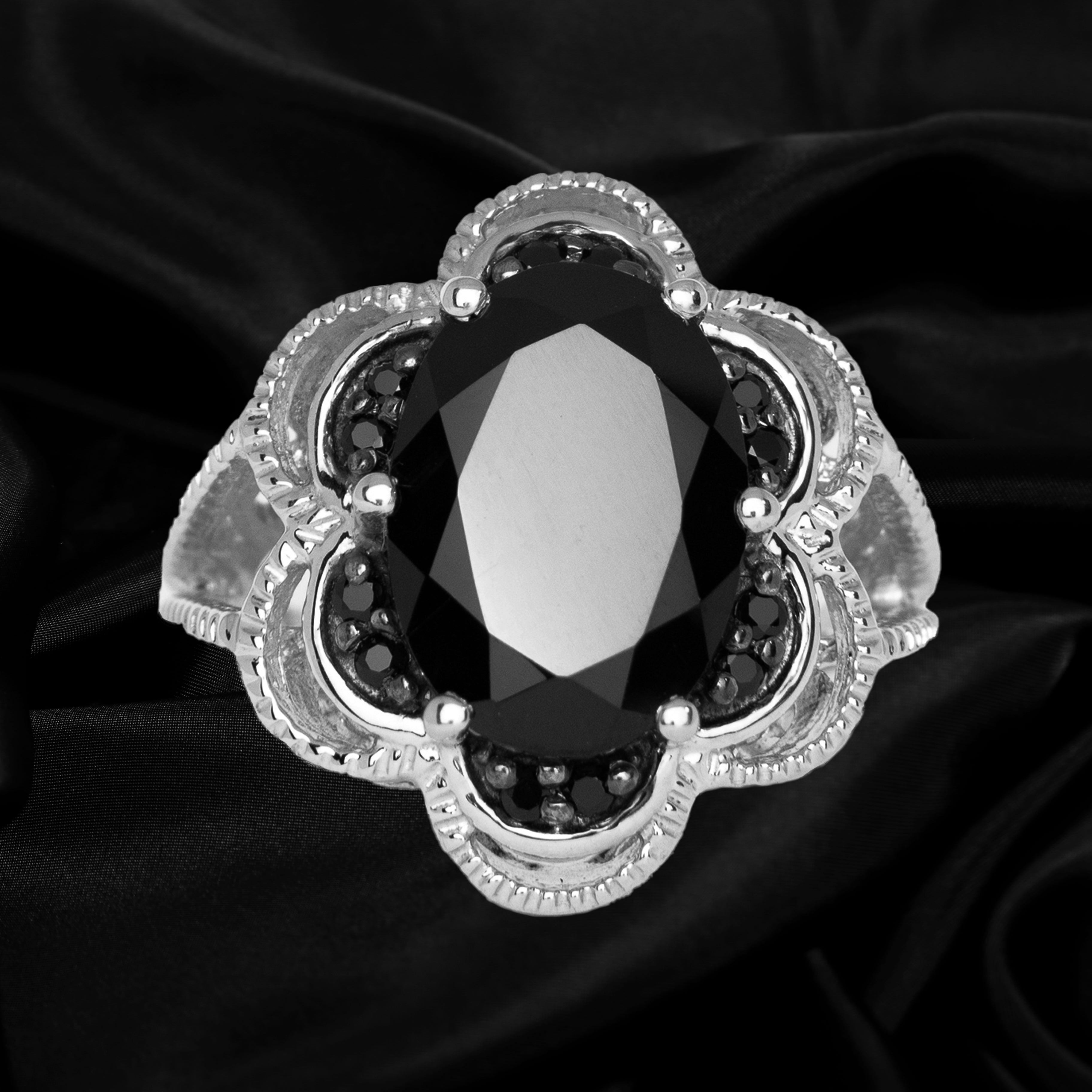 Black Spinel Designer Ring