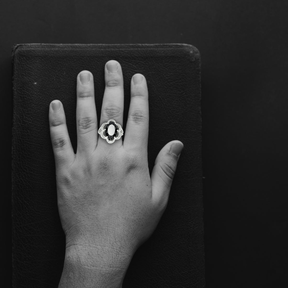 Black Spinel Designer Ring