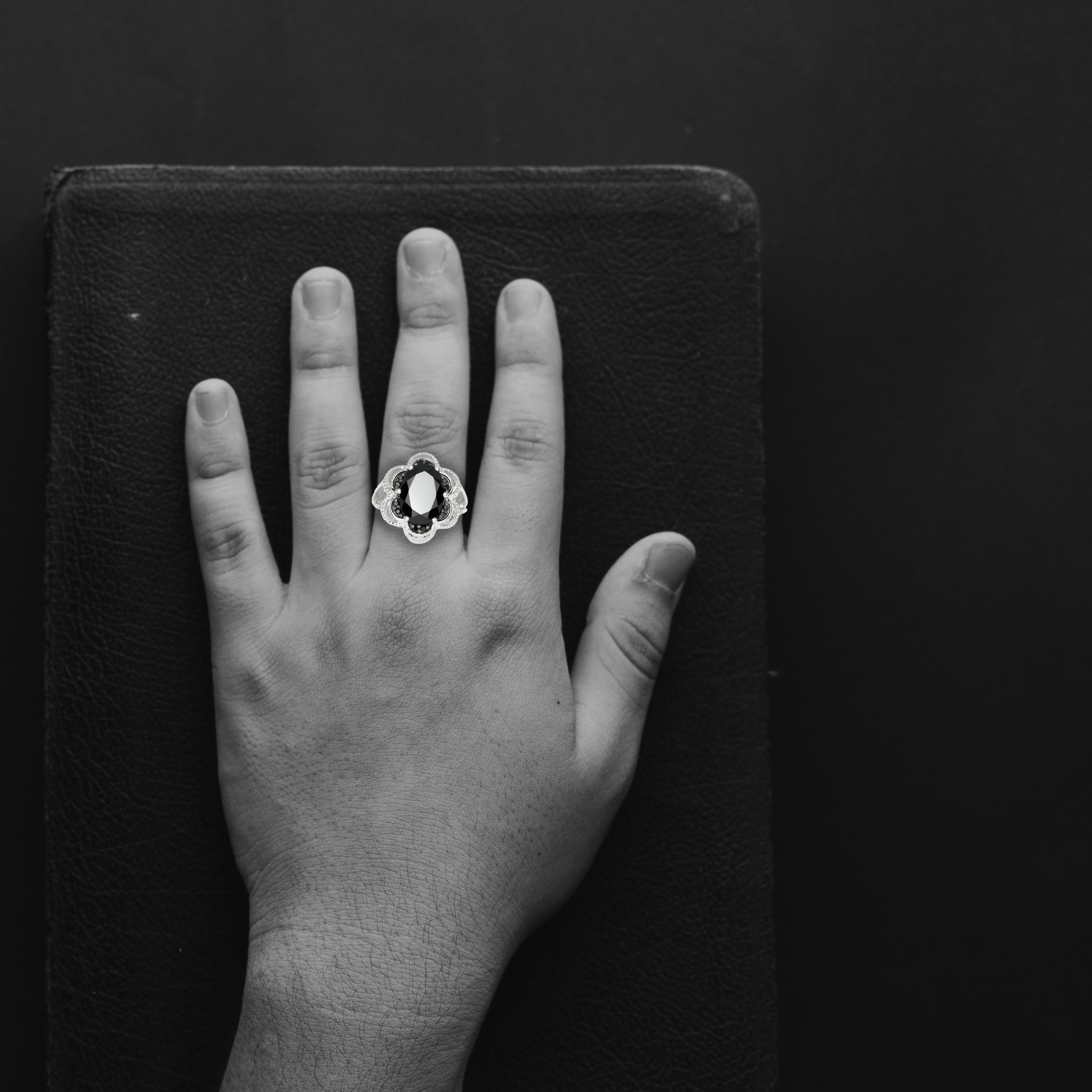 Black Spinel Designer Ring