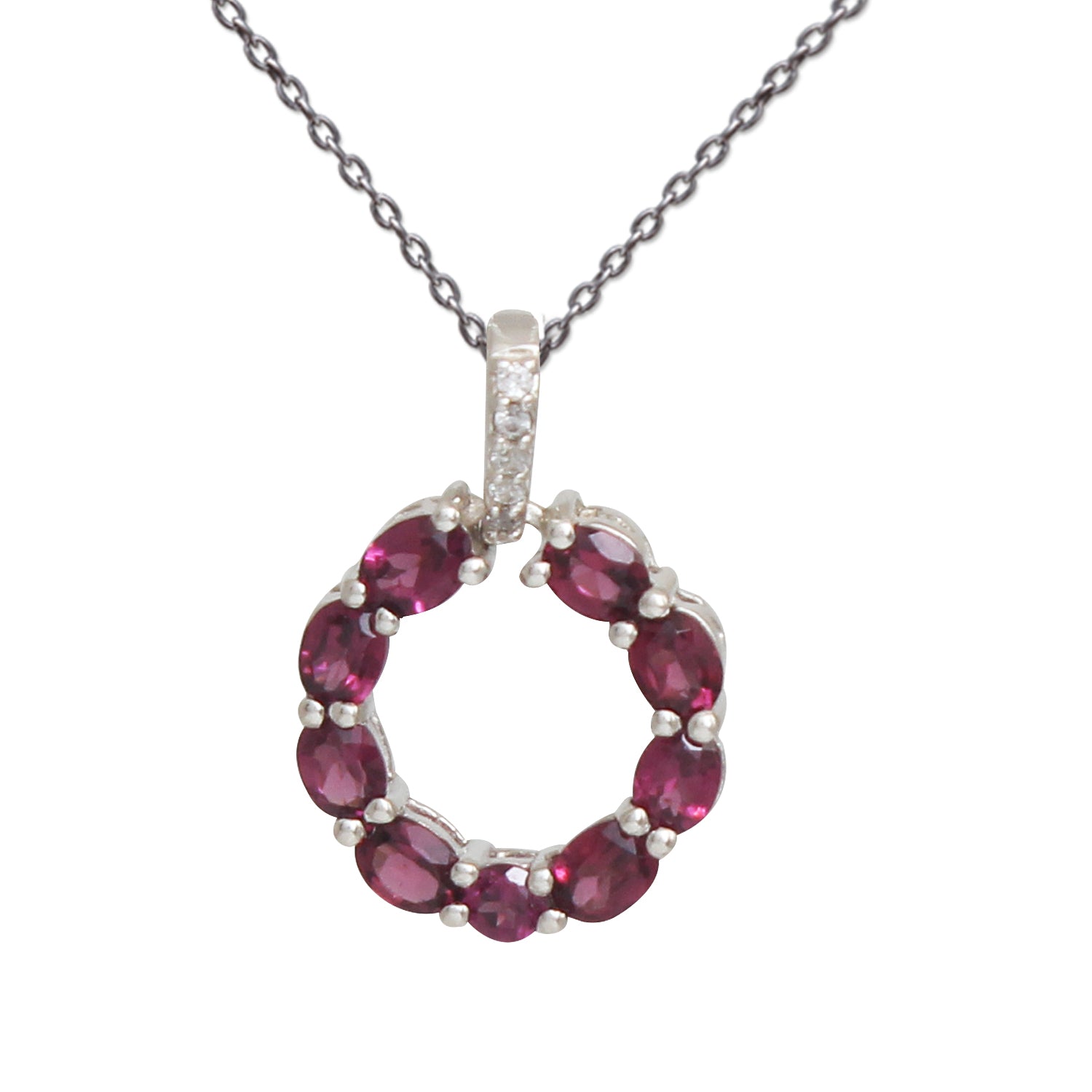 Natural Purple Rhodolite Garnet Gemstone Round Pendant