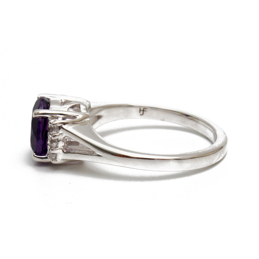 925 Sterling Silver Round Amethyst Ring with Sparkling CZ Accents