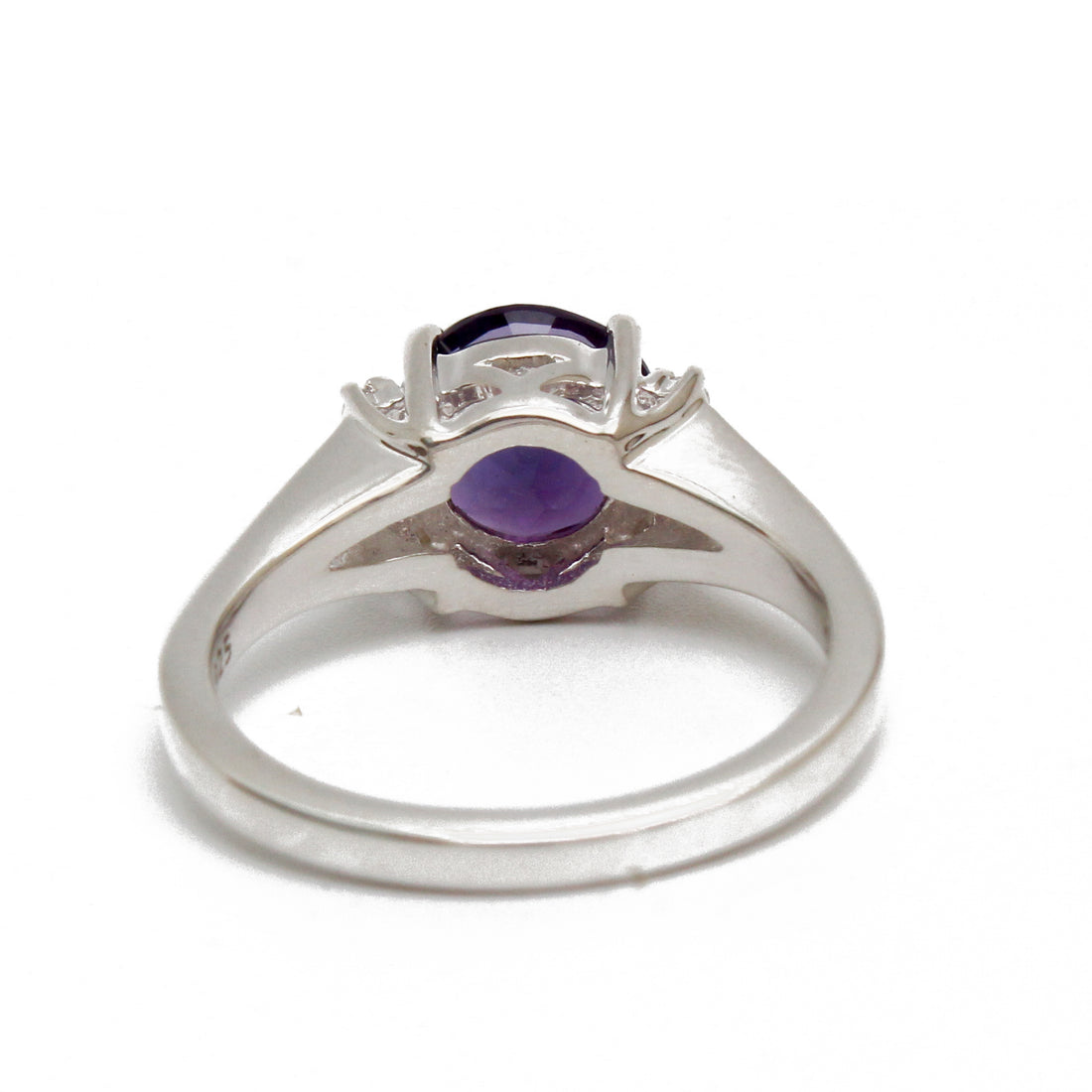 925 Sterling Silver Round Amethyst Ring with Sparkling CZ Accents