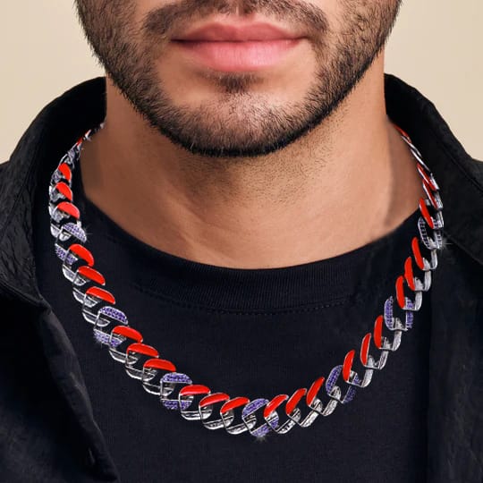 Crazy colour Bi-colour Classic Cuban Chain - (Glows In The Dark) (Neon Orange)