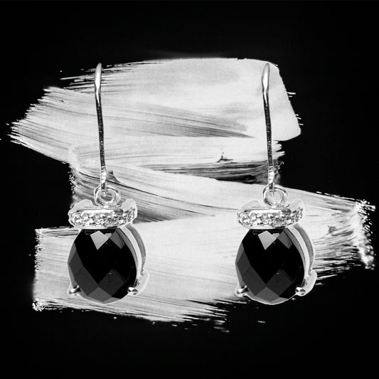 Black Spinel Silver Earring