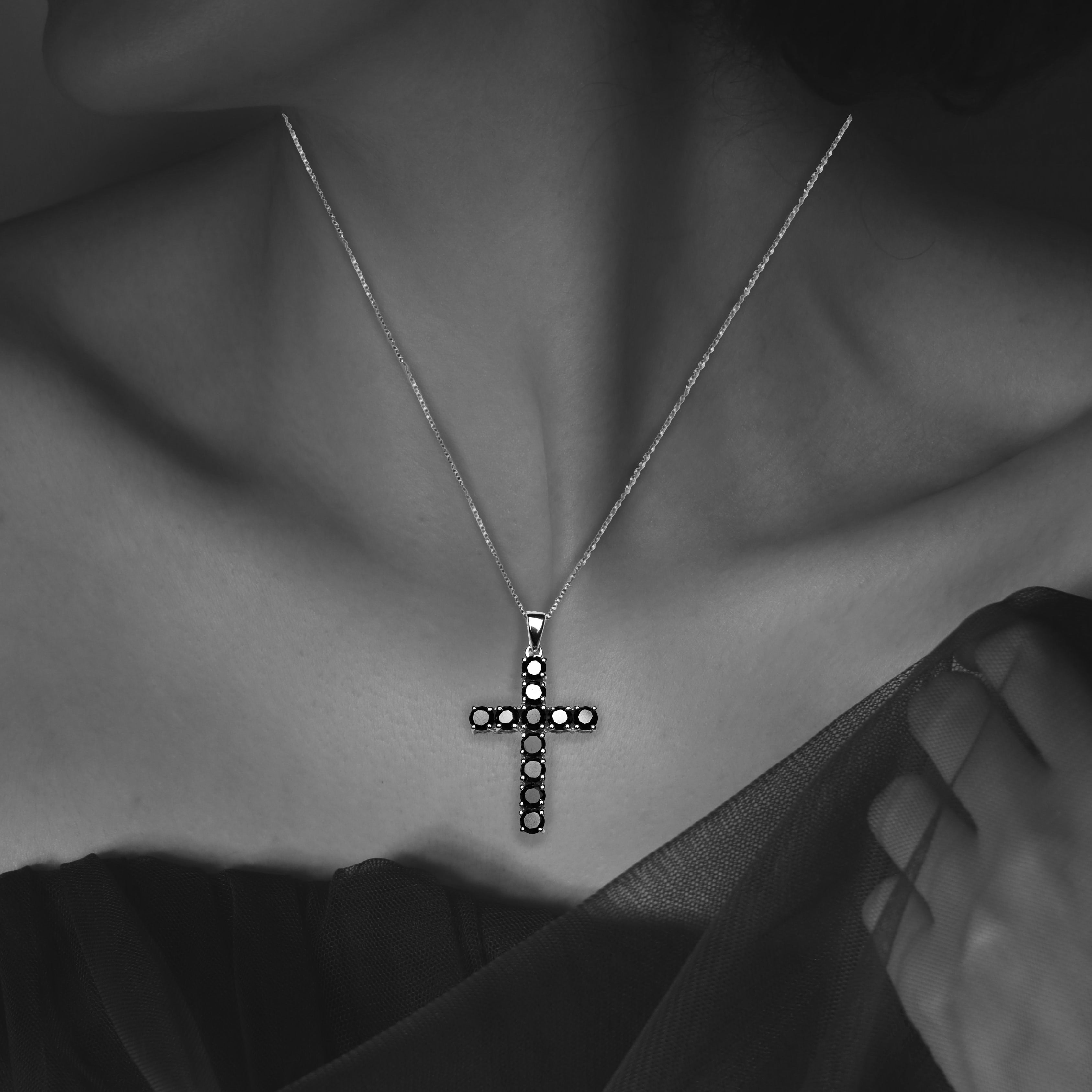 Black Spinel Cross Pendant