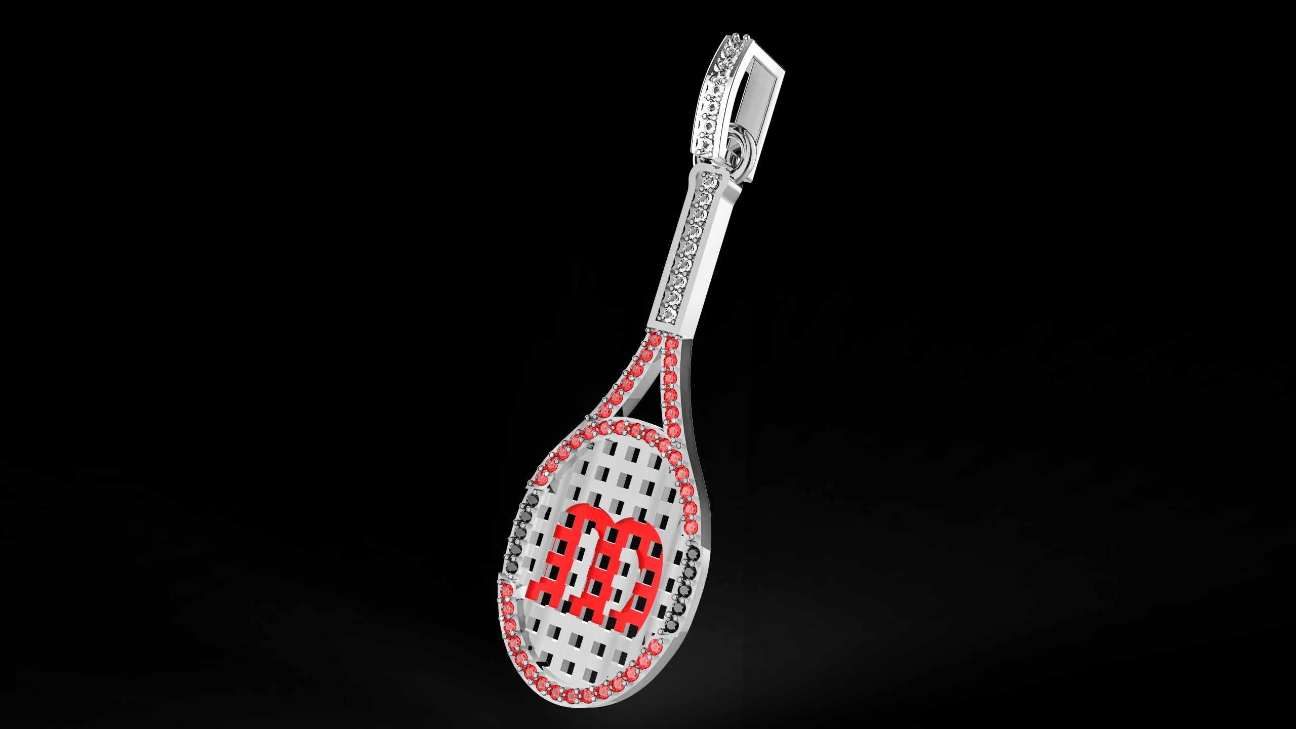 ICED TENNIS RACQUET PENDANT