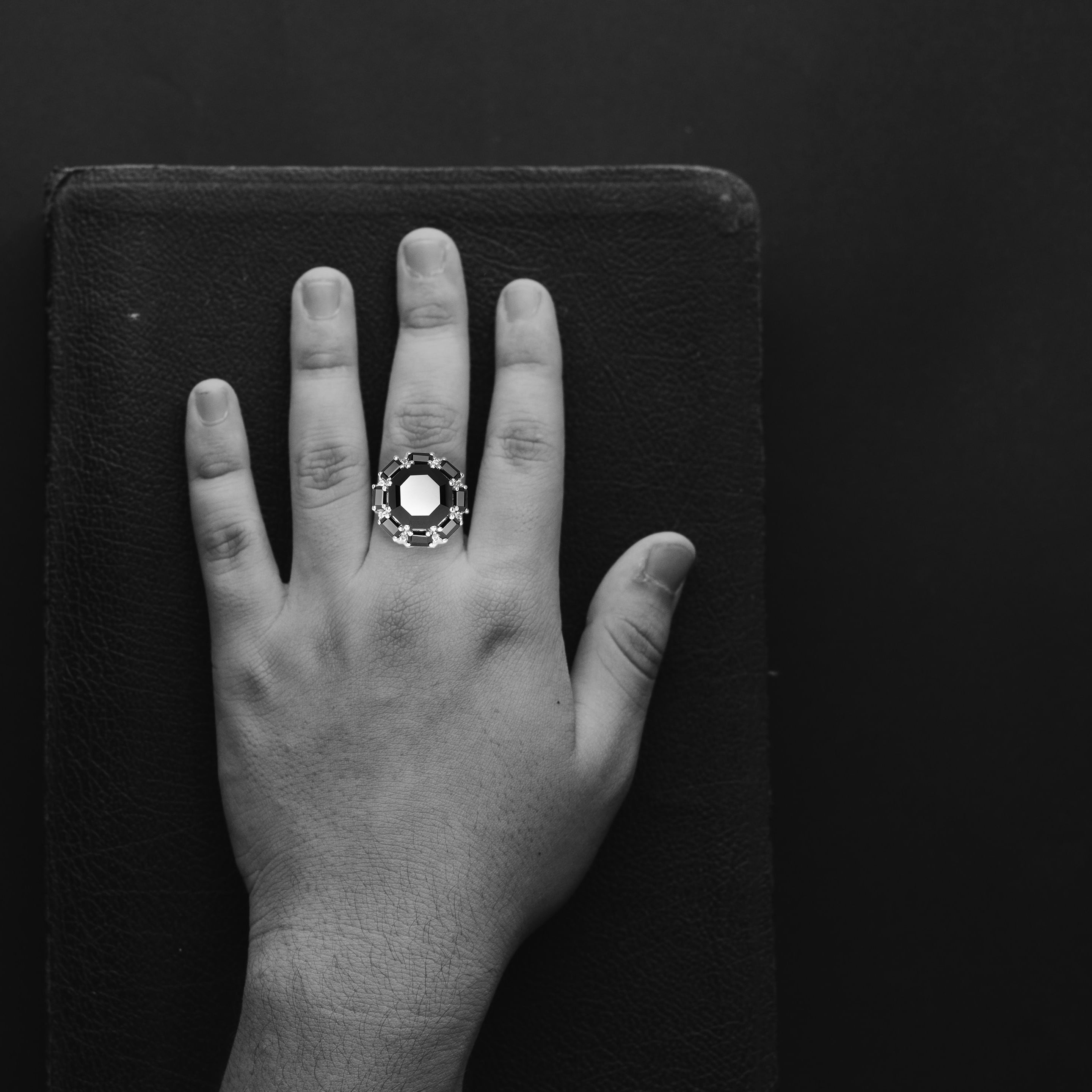 Octo Black Spinel Ring