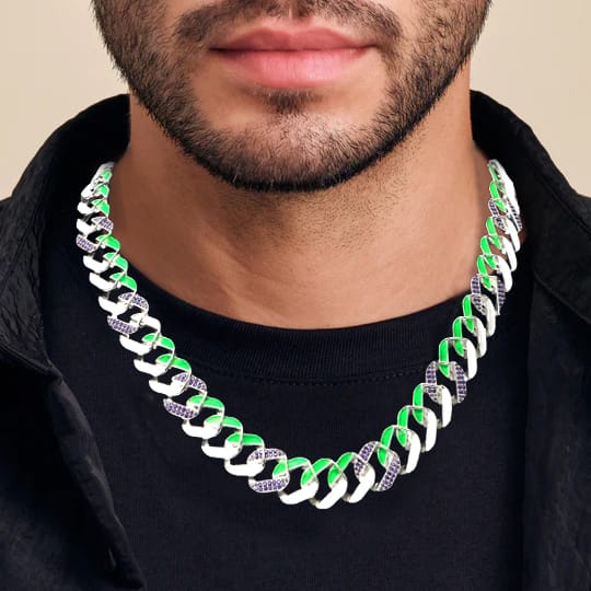 Bi-Color Crazy Cuban Chain - (Glow in the dark)