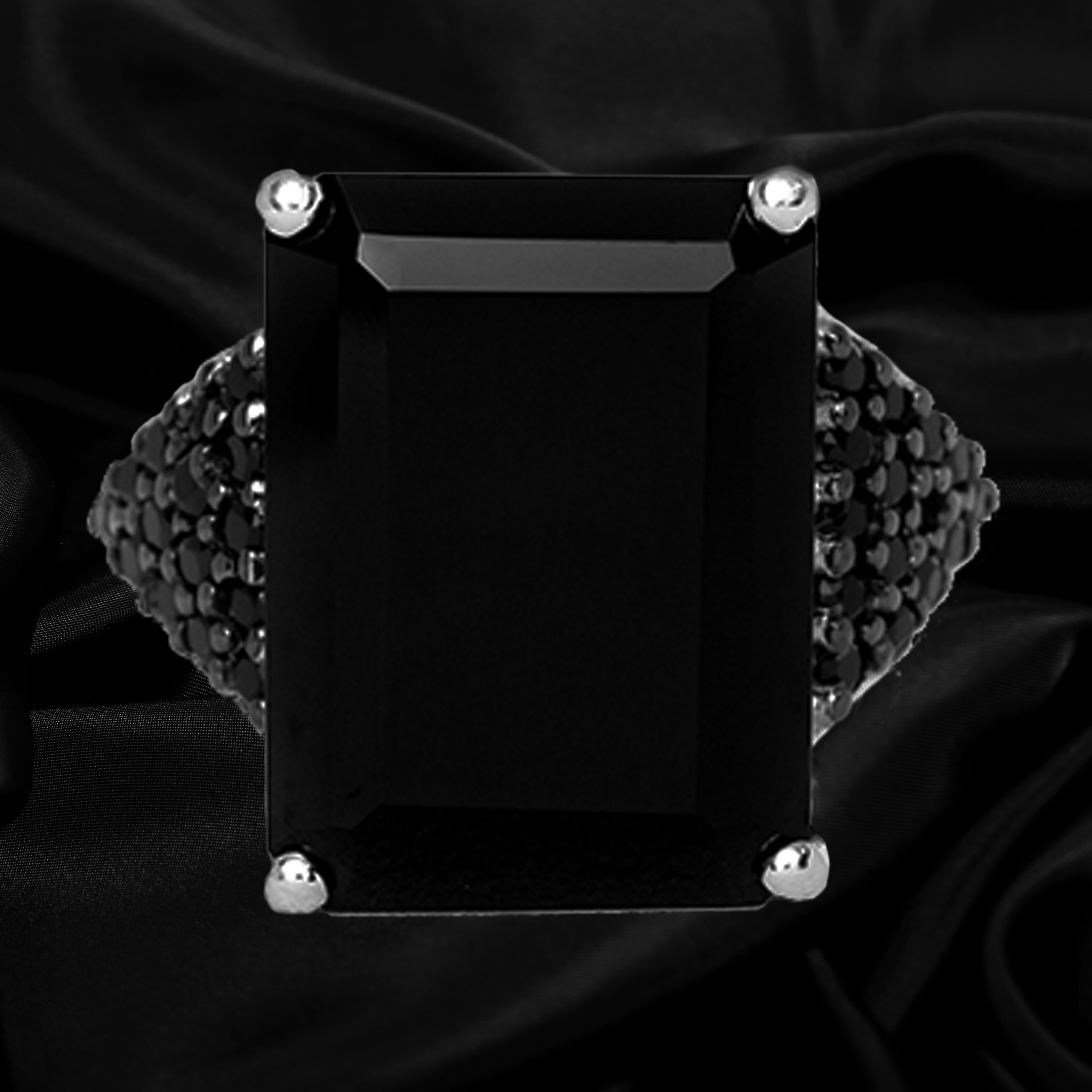 Black Spinel Octagon Ring