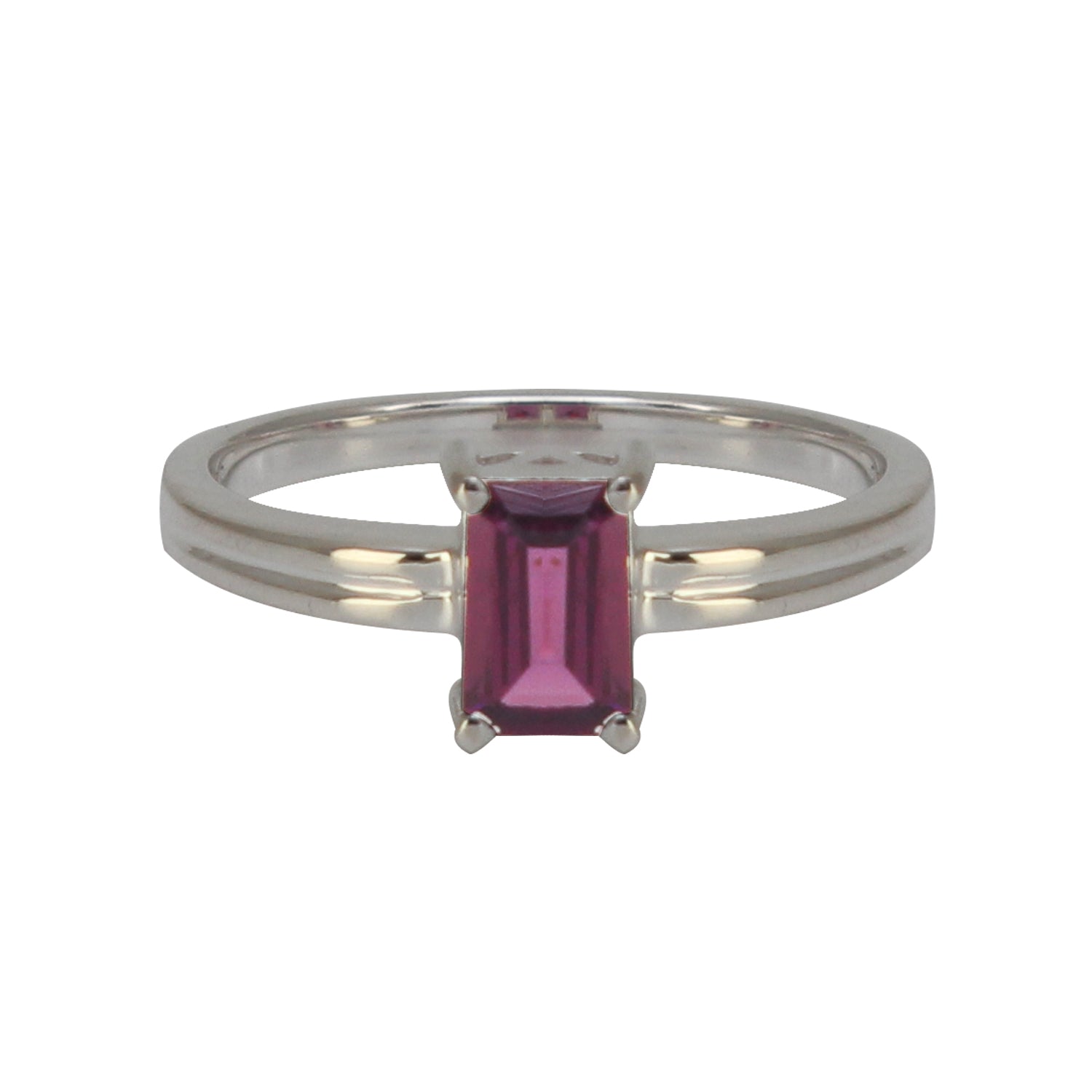 Natural Purple Rhodolite Garnet Octagon Gemstone Ring