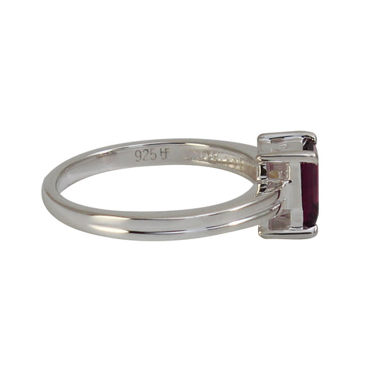 Natural Purple Rhodolite Garnet Octagon Gemstone Ring