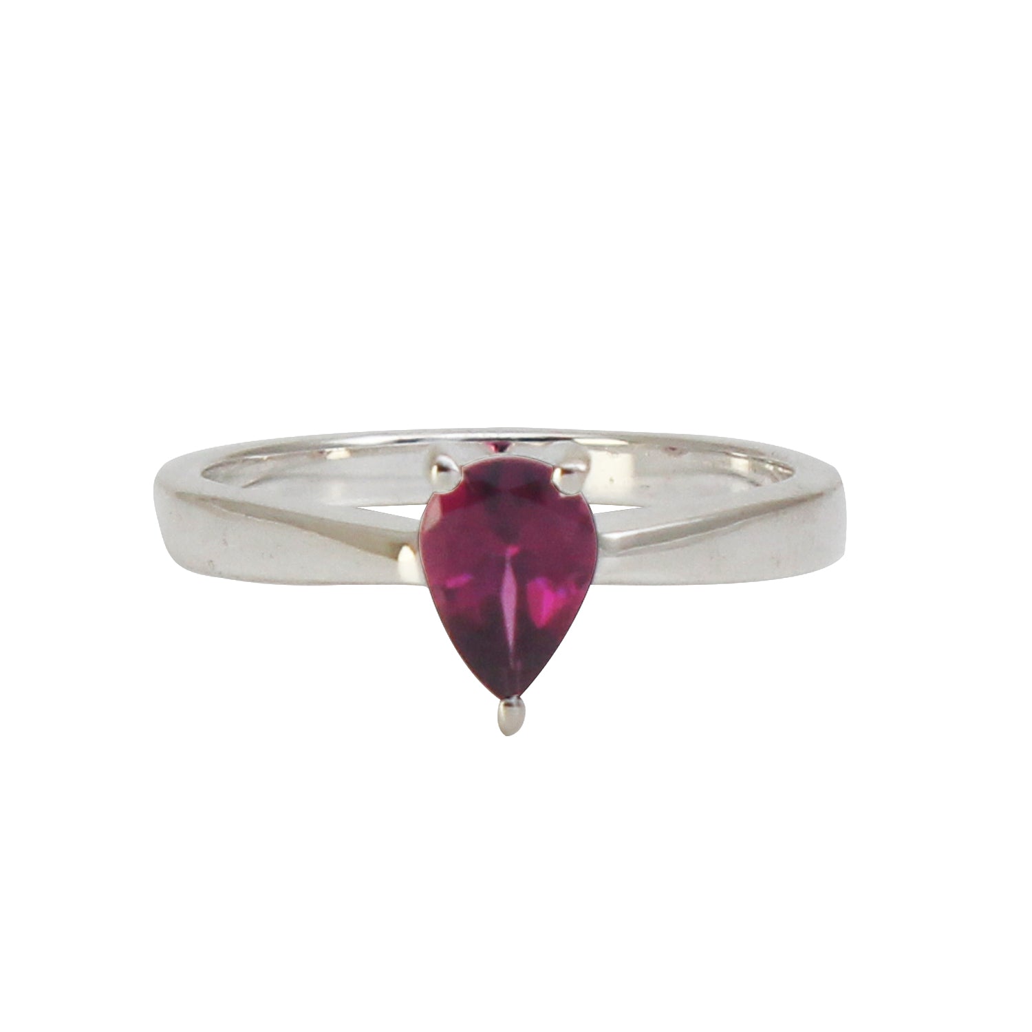 Natural Purple Rhodolite Garnet Pear Shape Ring