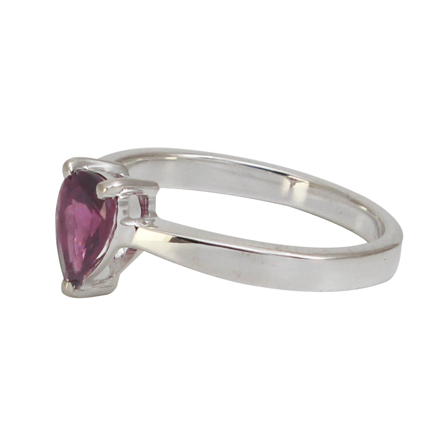 Natural Purple Rhodolite Garnet Pear Shape Ring