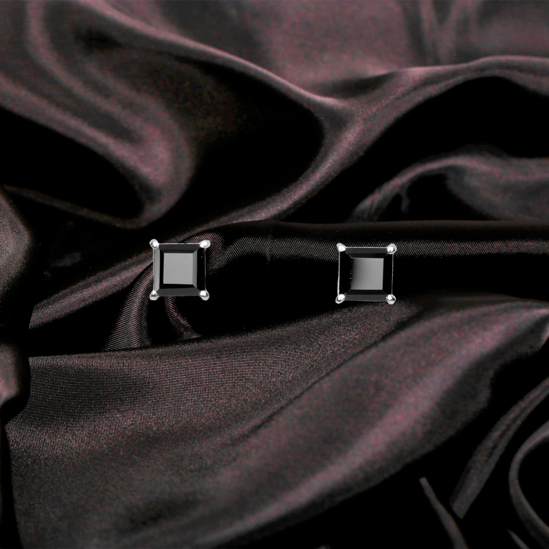 Black Spinel Square Stud Earring