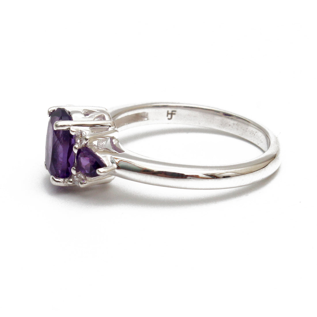 Amethyst Exquisite Silver Ring Oval-Pear Stone
