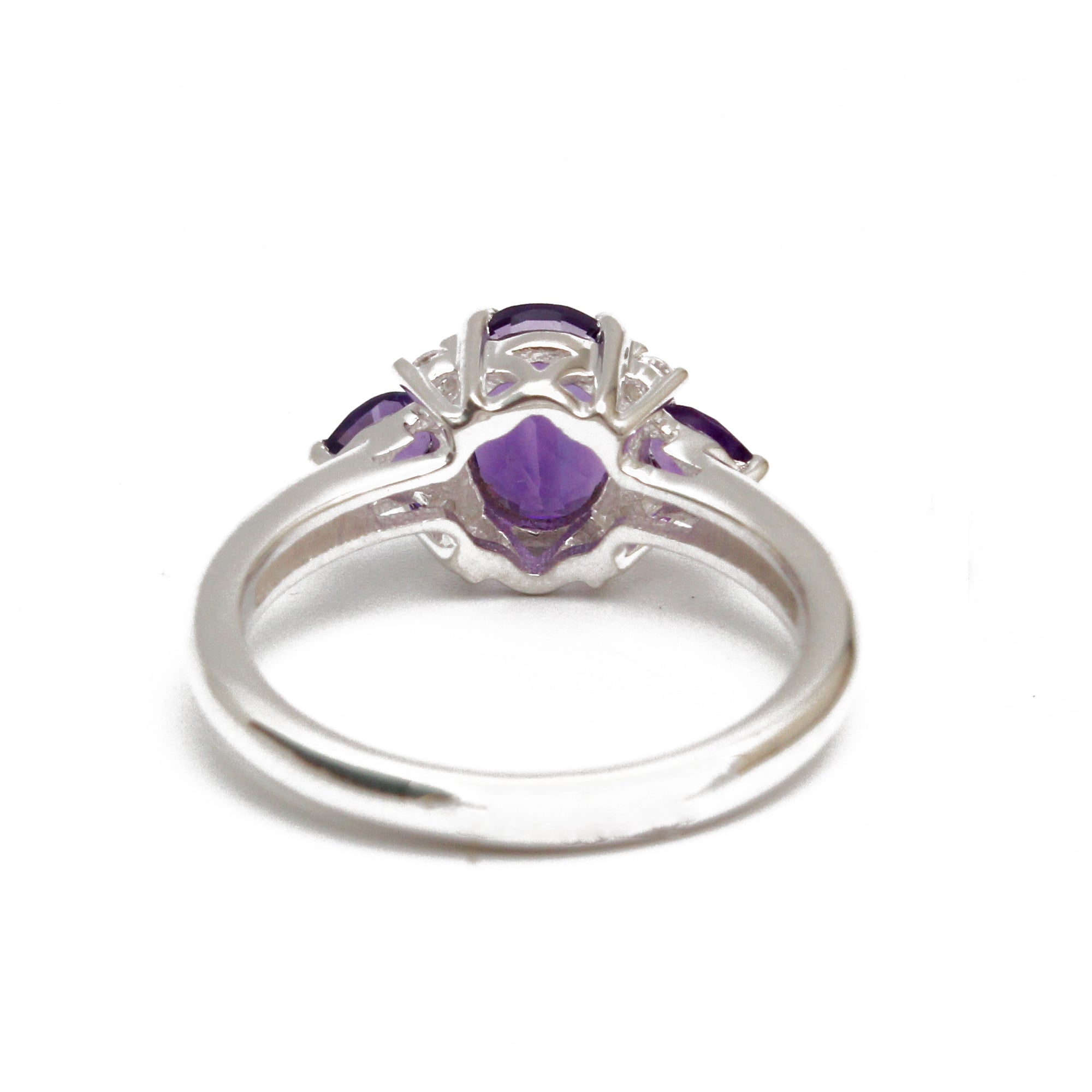 Amethyst Exquisite Silver Ring Oval-Pear Stone