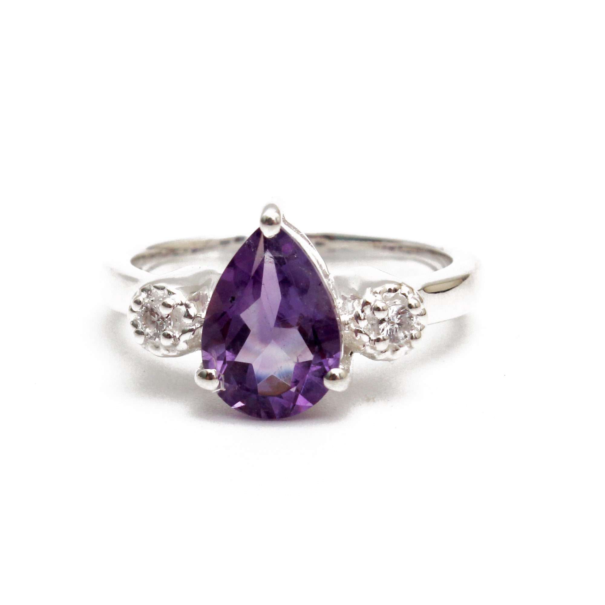 925 Sterling Silver Pear-Shaped Amethyst