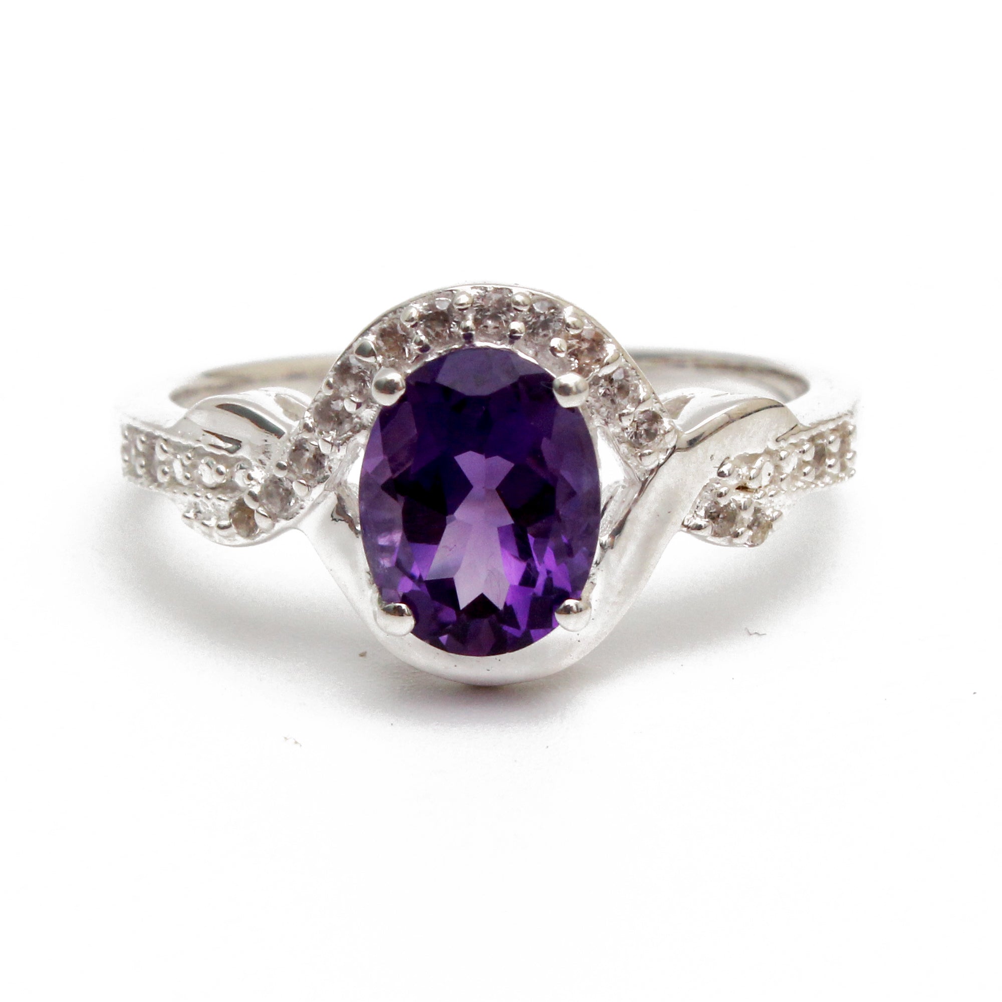 925 Sterling Silver Oval Amethyst Ring