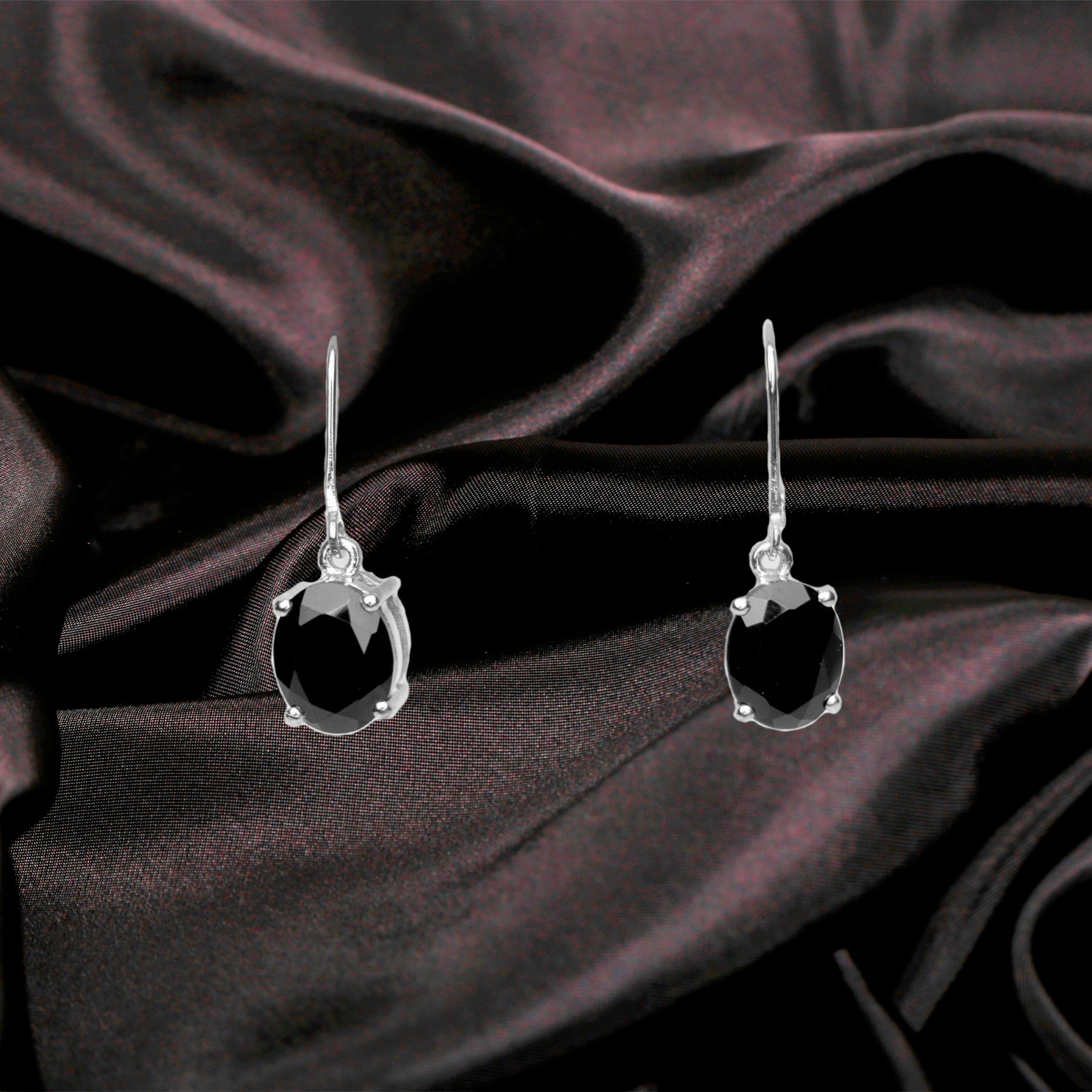 Black Spinel Oval Earring