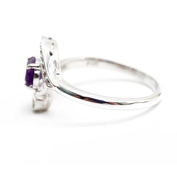 925 Sterling Silver Oval-Stone Amethyst Modern Ring