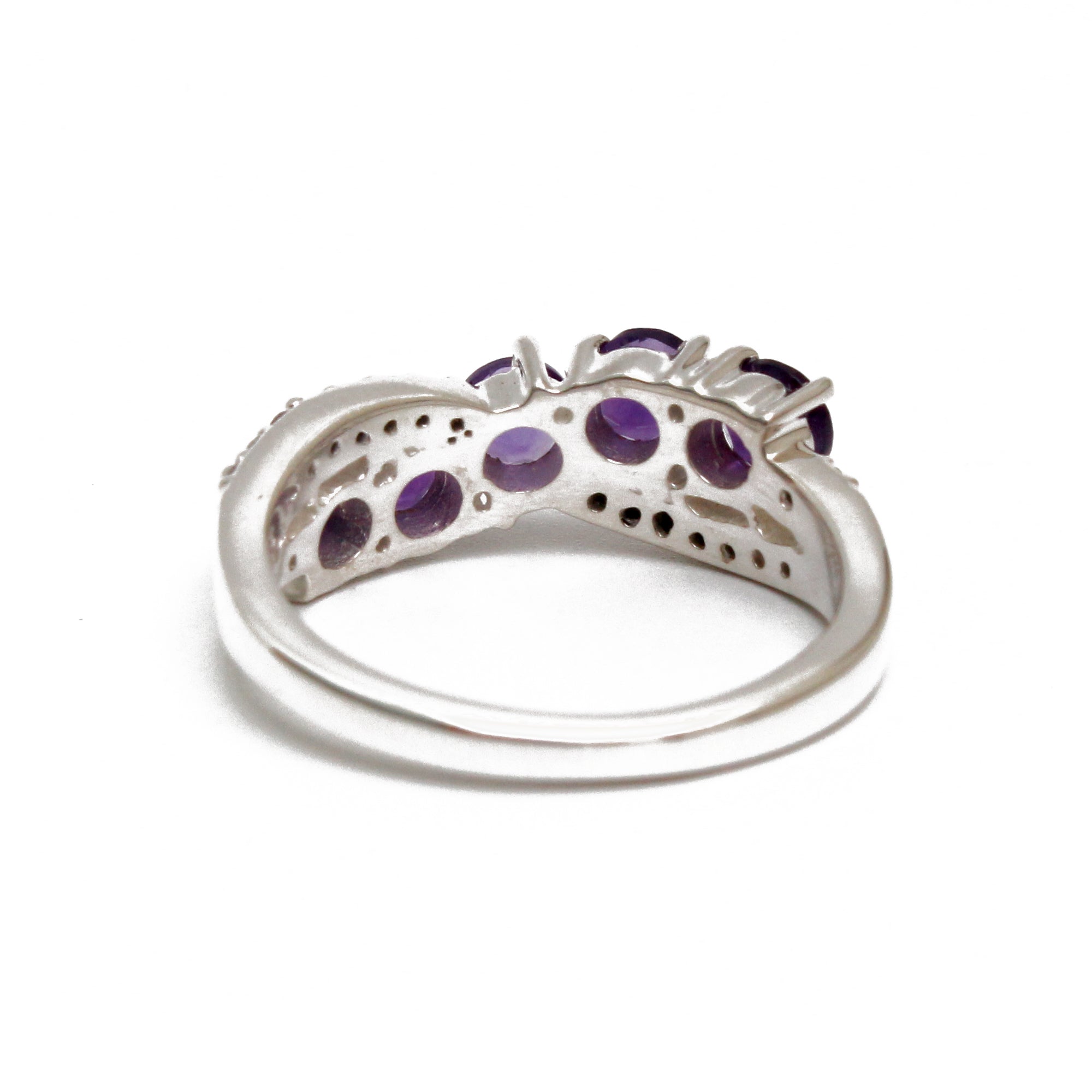 925 Sterling Silver Round-Stone Amethyst Exquisite Ring