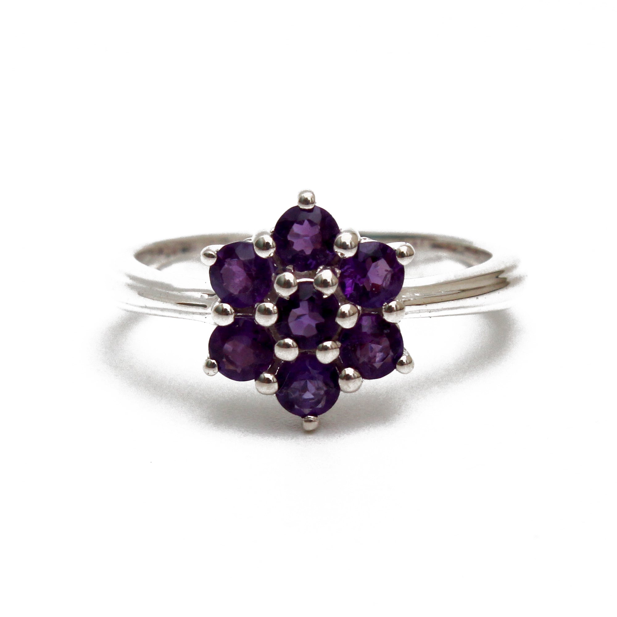 Natural Amethyst Gemstone Floral Design Ring