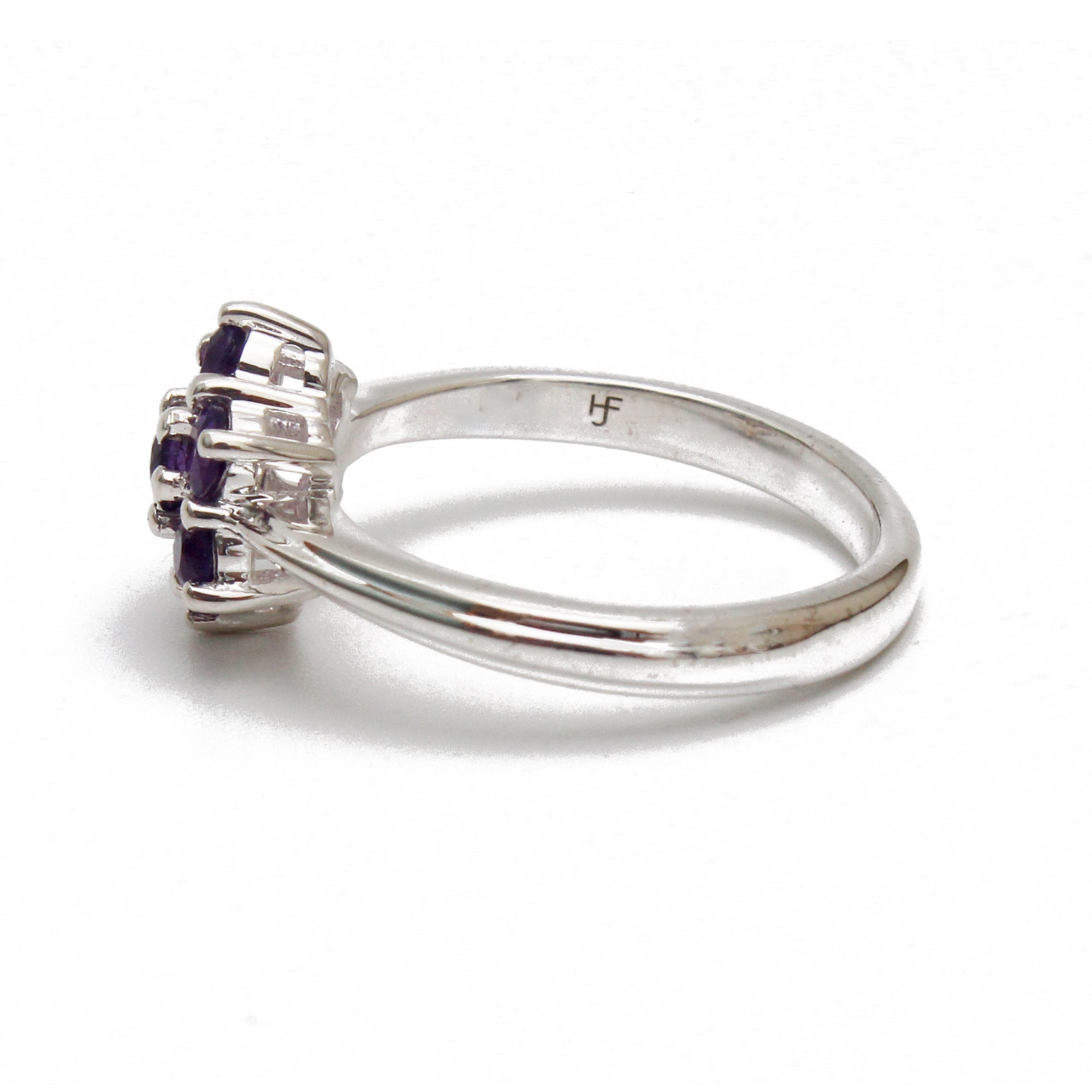 Natural Amethyst Gemstone Floral Design Ring