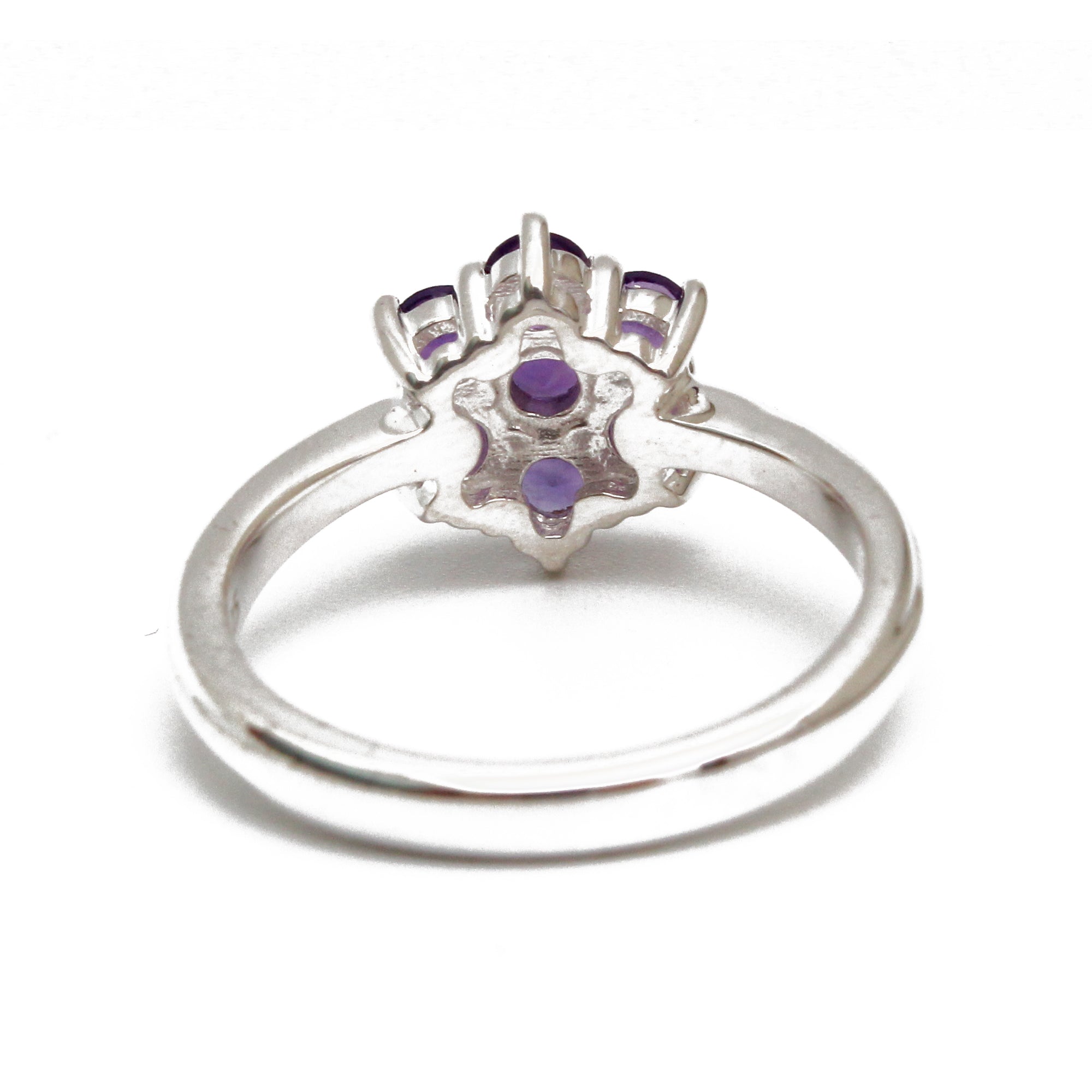Natural Amethyst Gemstone Floral Design Ring