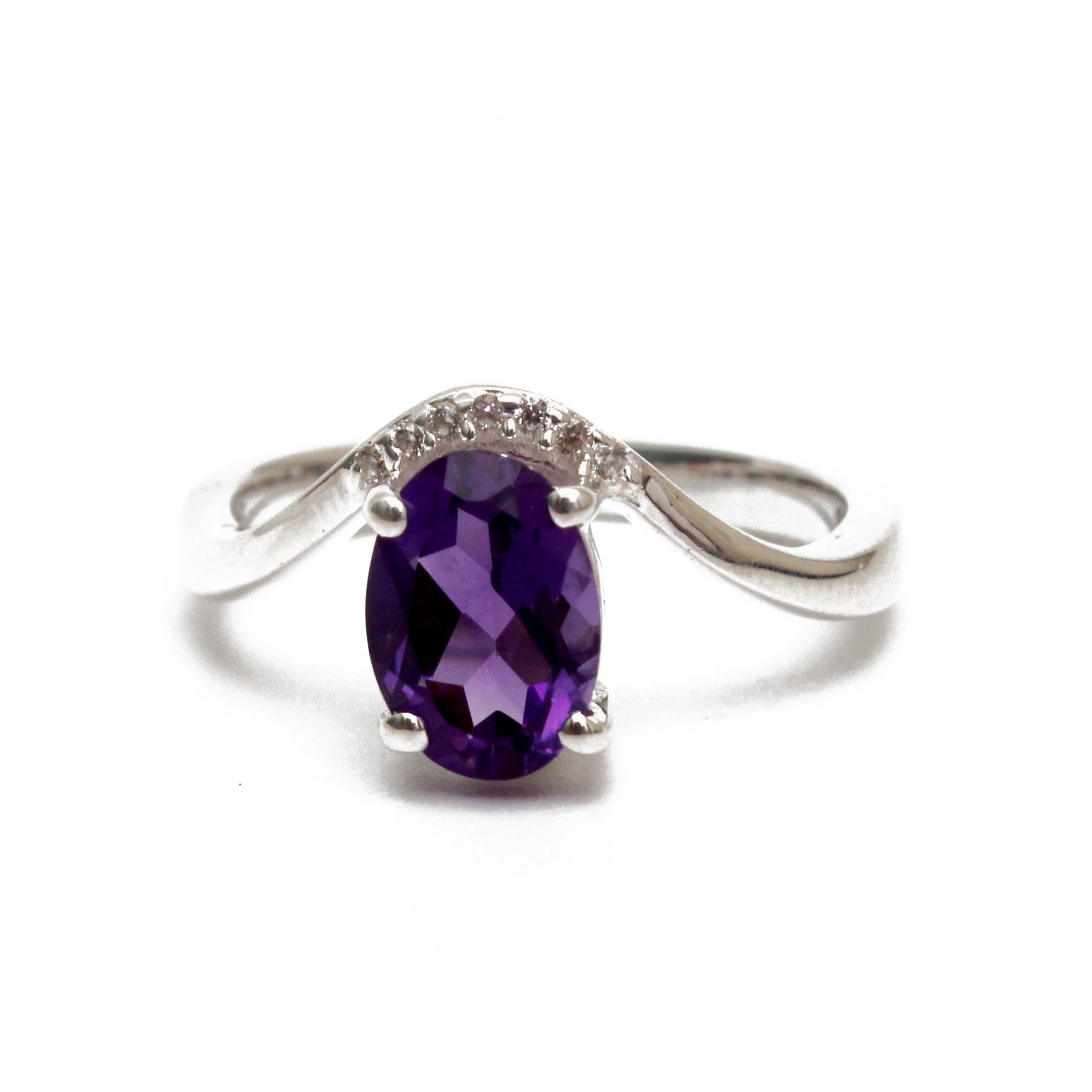 925 Sterling Silver Oval Amethyst Classic Ring