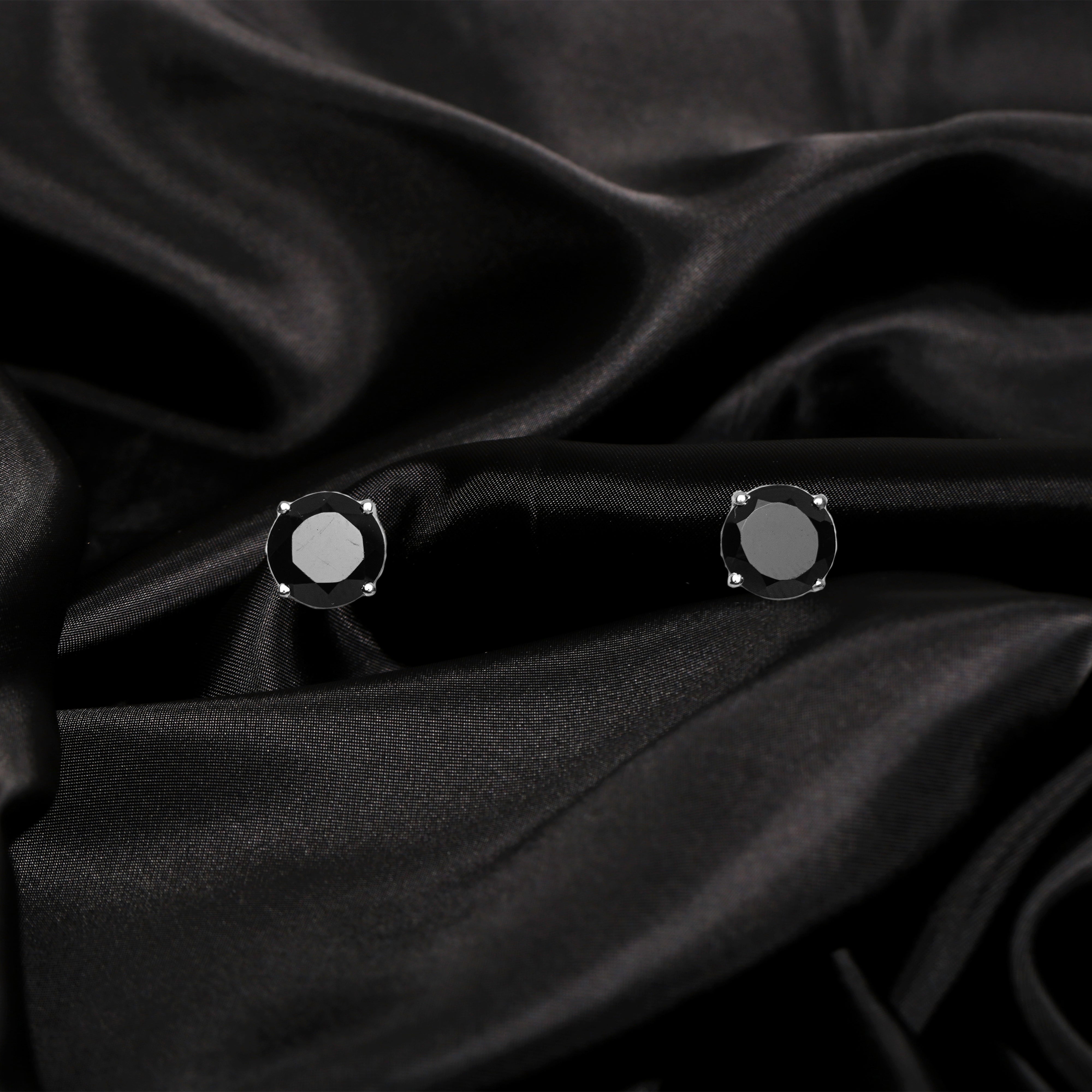 Black Spinel 8 MM Round Stud Earring