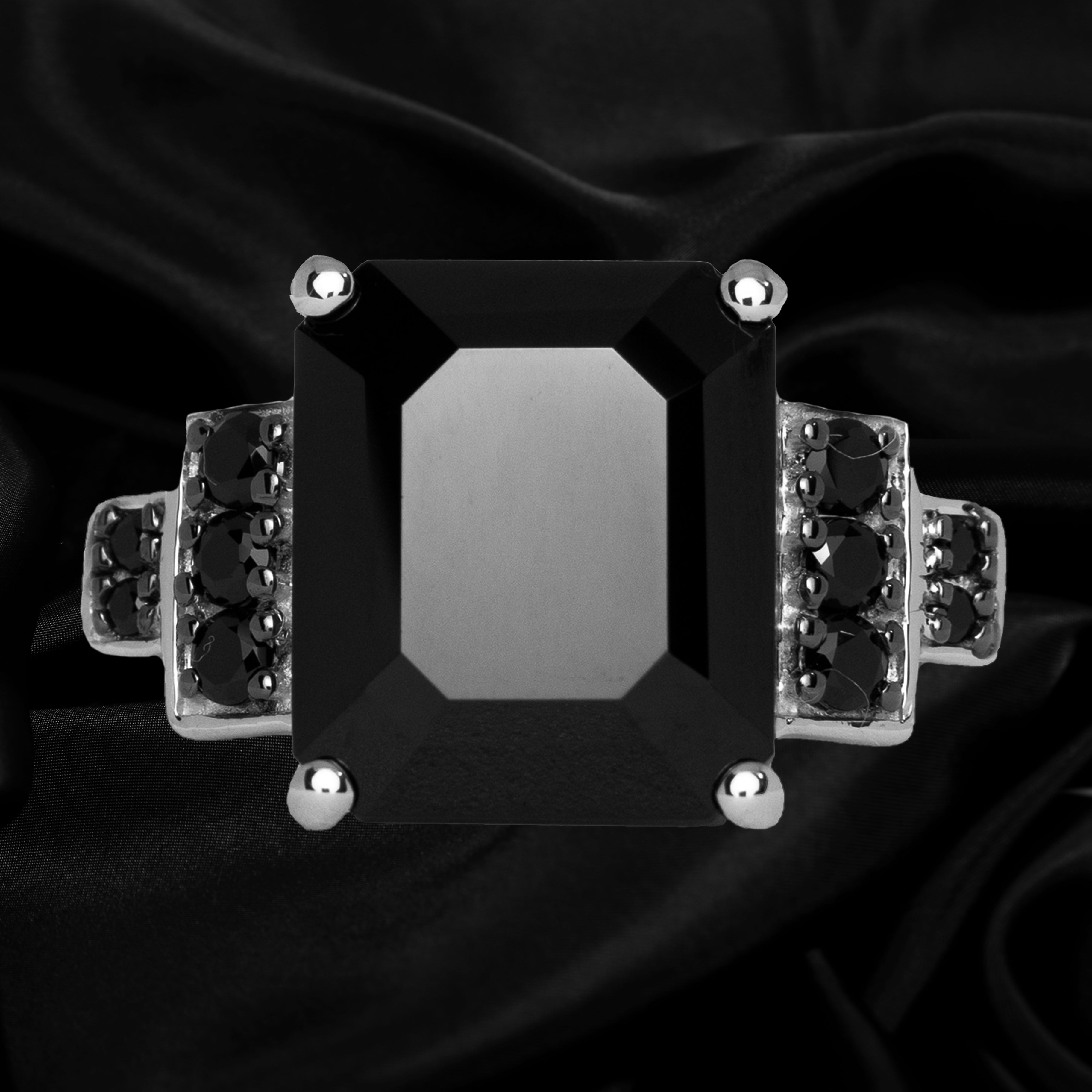 Black Spinel Gemstone Silver Ring