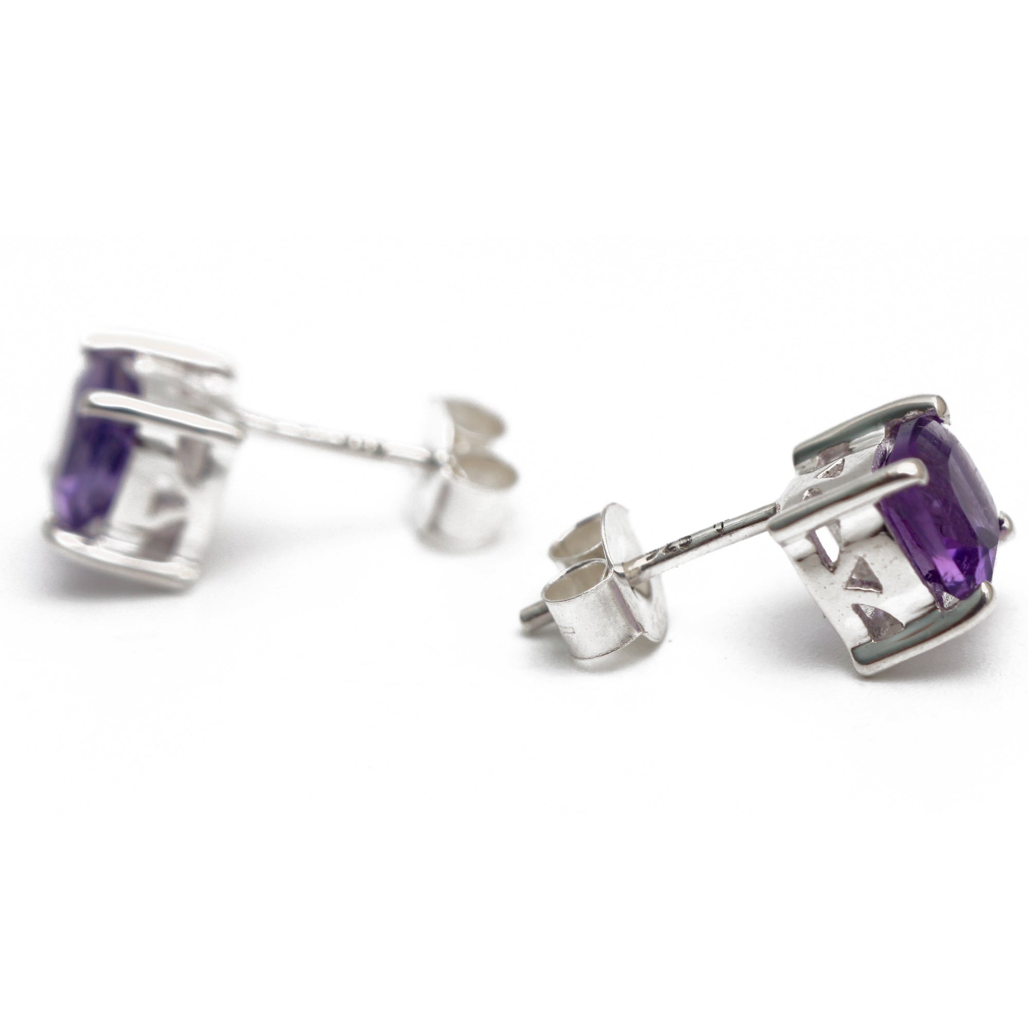 Natural Amethyst Studs (Unisex)