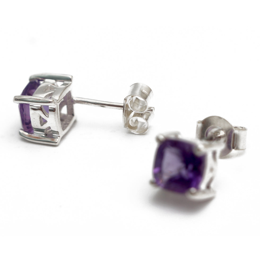 Natural Amethyst Studs (Unisex)