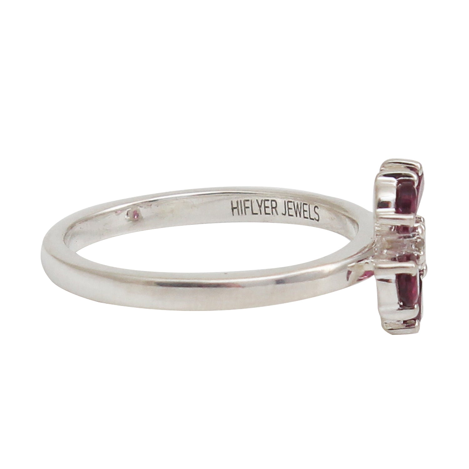 Purple Rhodolite Garnet Gemstone Floral Design Ring