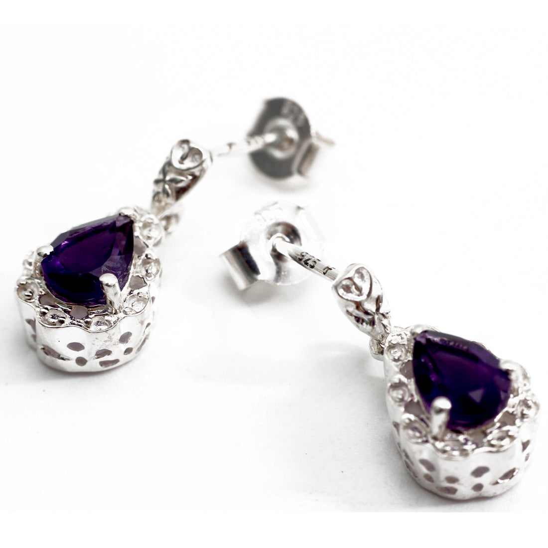 Floral Amethyst Drop and Dangle Earring
