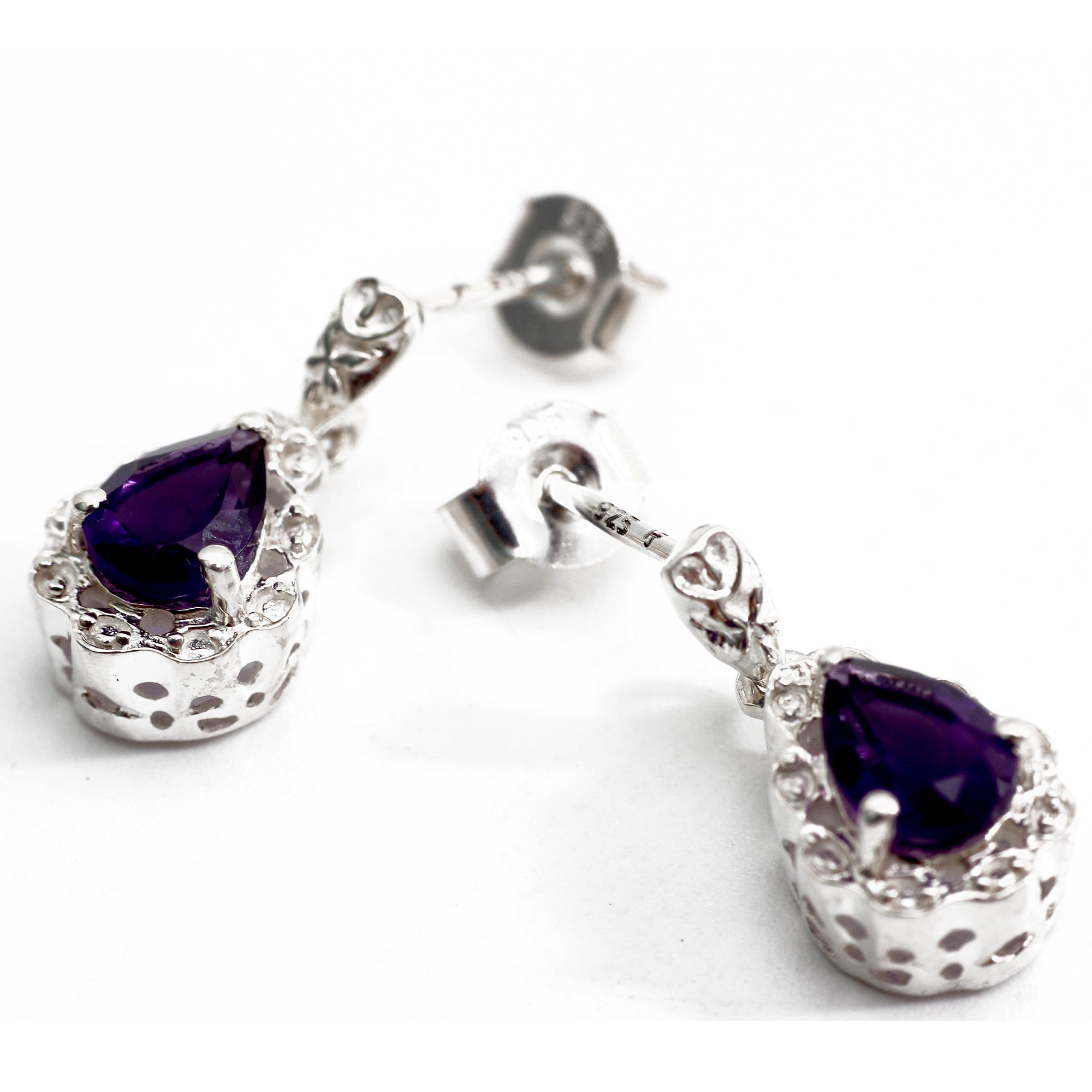 Floral Amethyst Drop and Dangle Earring