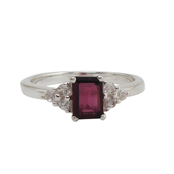 Natural Purple Rhodolite Garnet Gemstone Ring For Her
