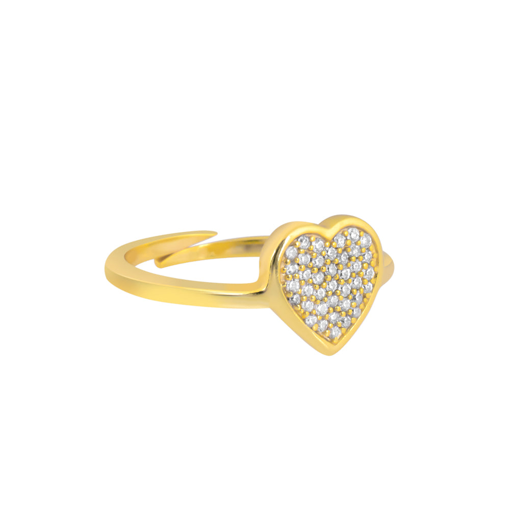 Heart Design Adjustable Gemstone Ring