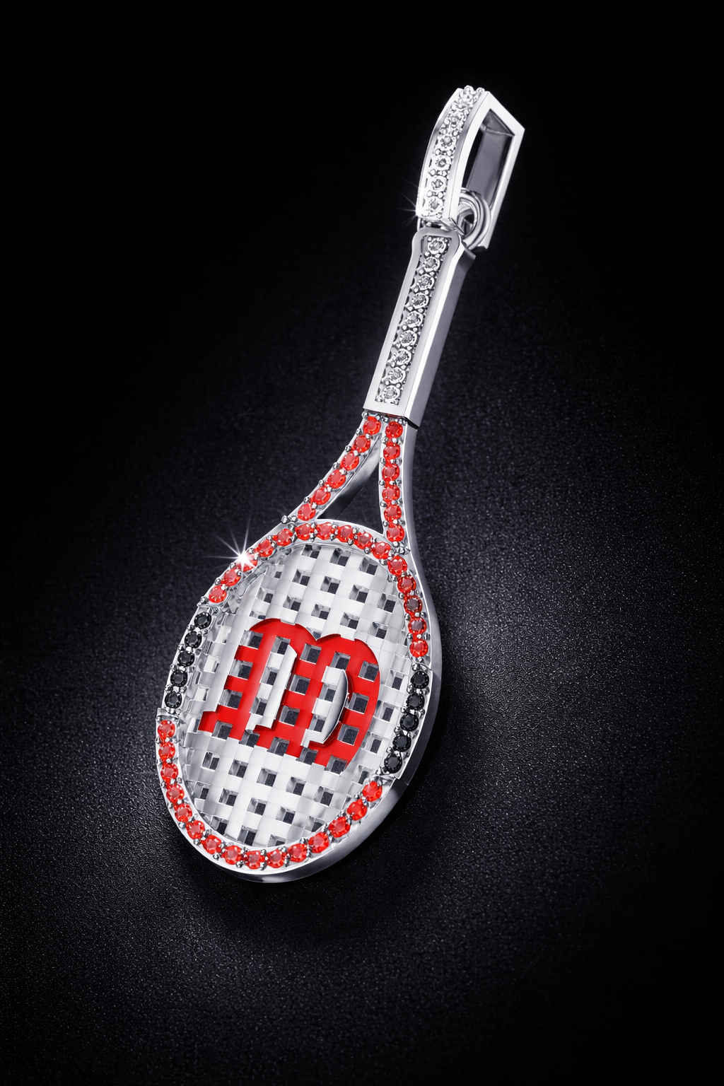 ICED TENNIS RACQUET PENDANT