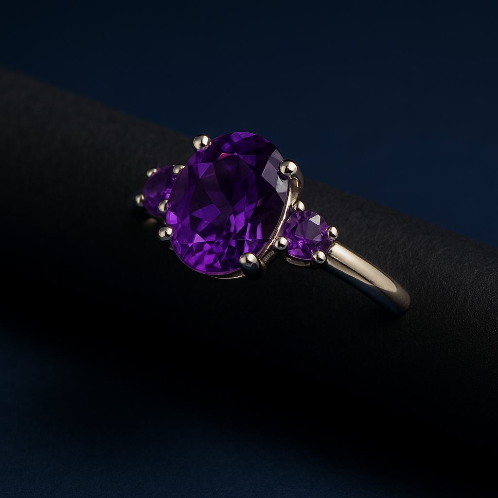 Amethyst Oval-Round Stone Ring